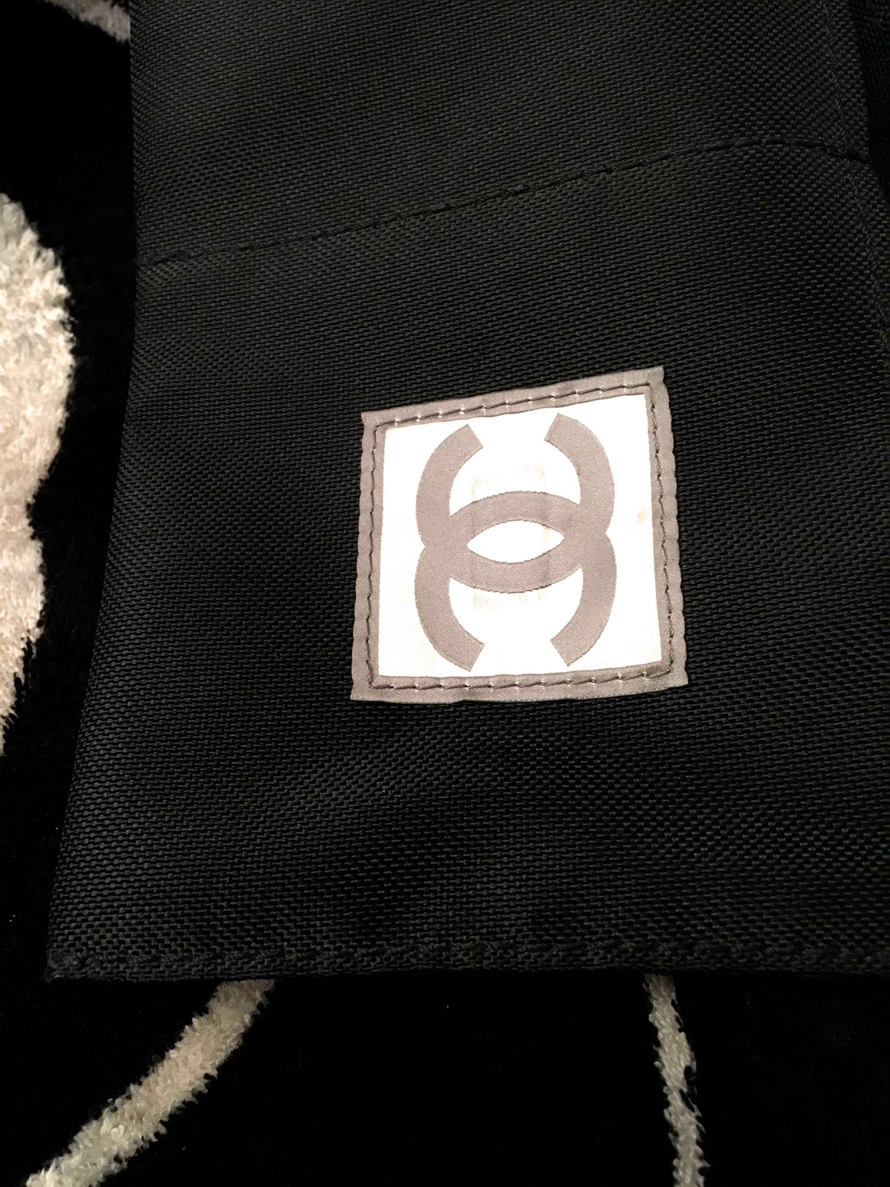 Chanel Purse/Beach Bag  Terry Cloth Black  For Sale 3