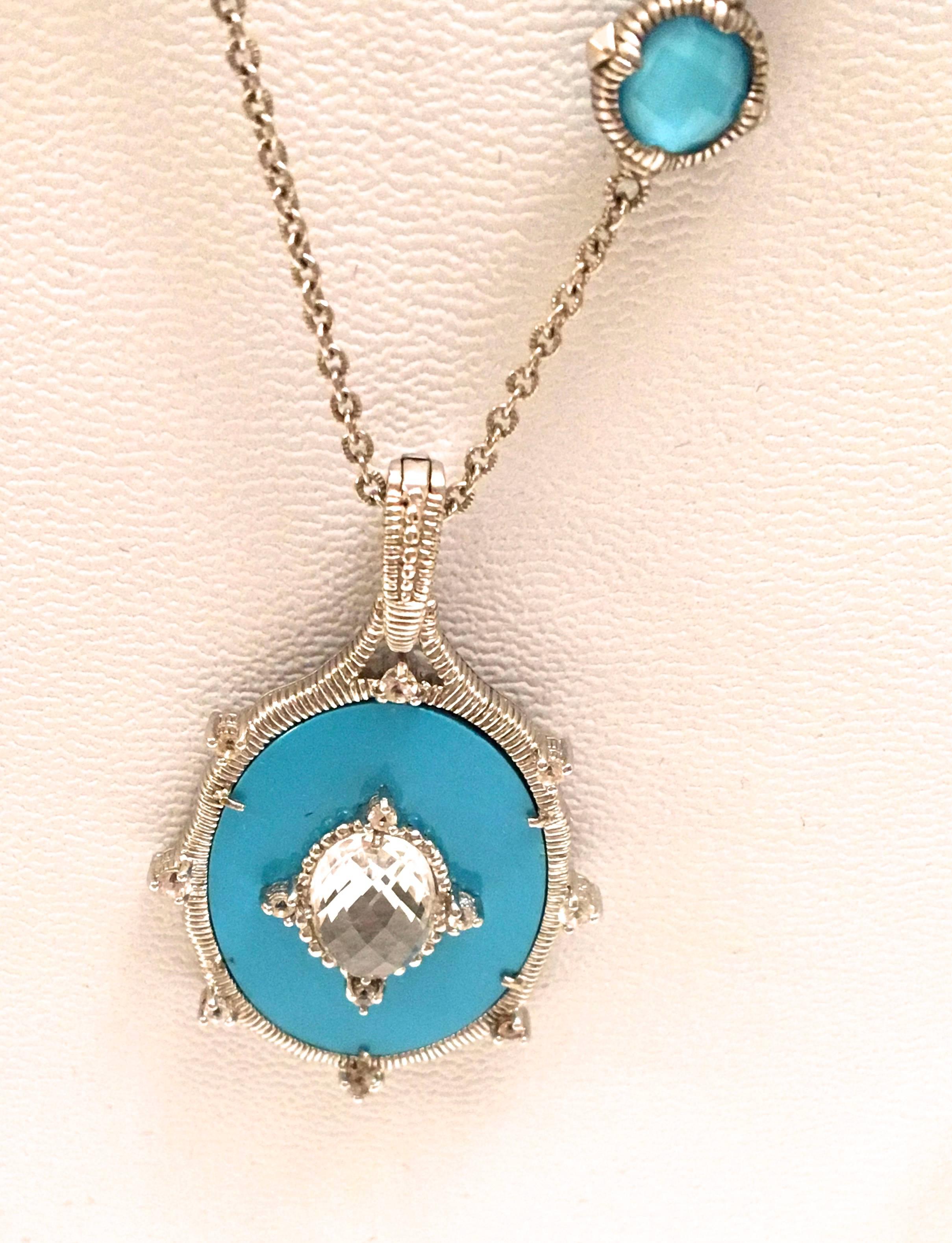 Judith Ripka Sterling Silver and Turquoise Necklace  For Sale 1