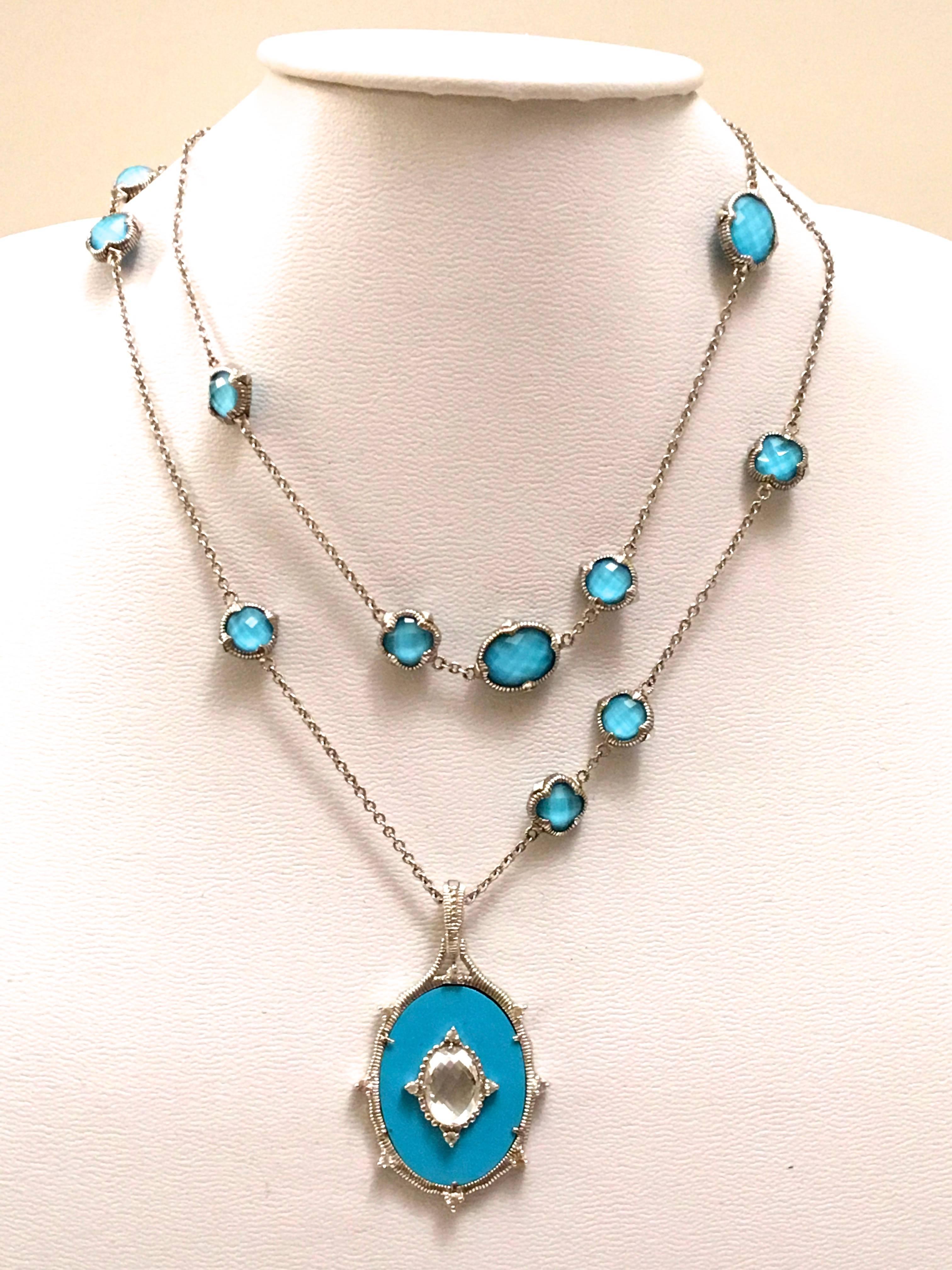Judith Ripka Sterling Silver and Turquoise Necklace  For Sale 3
