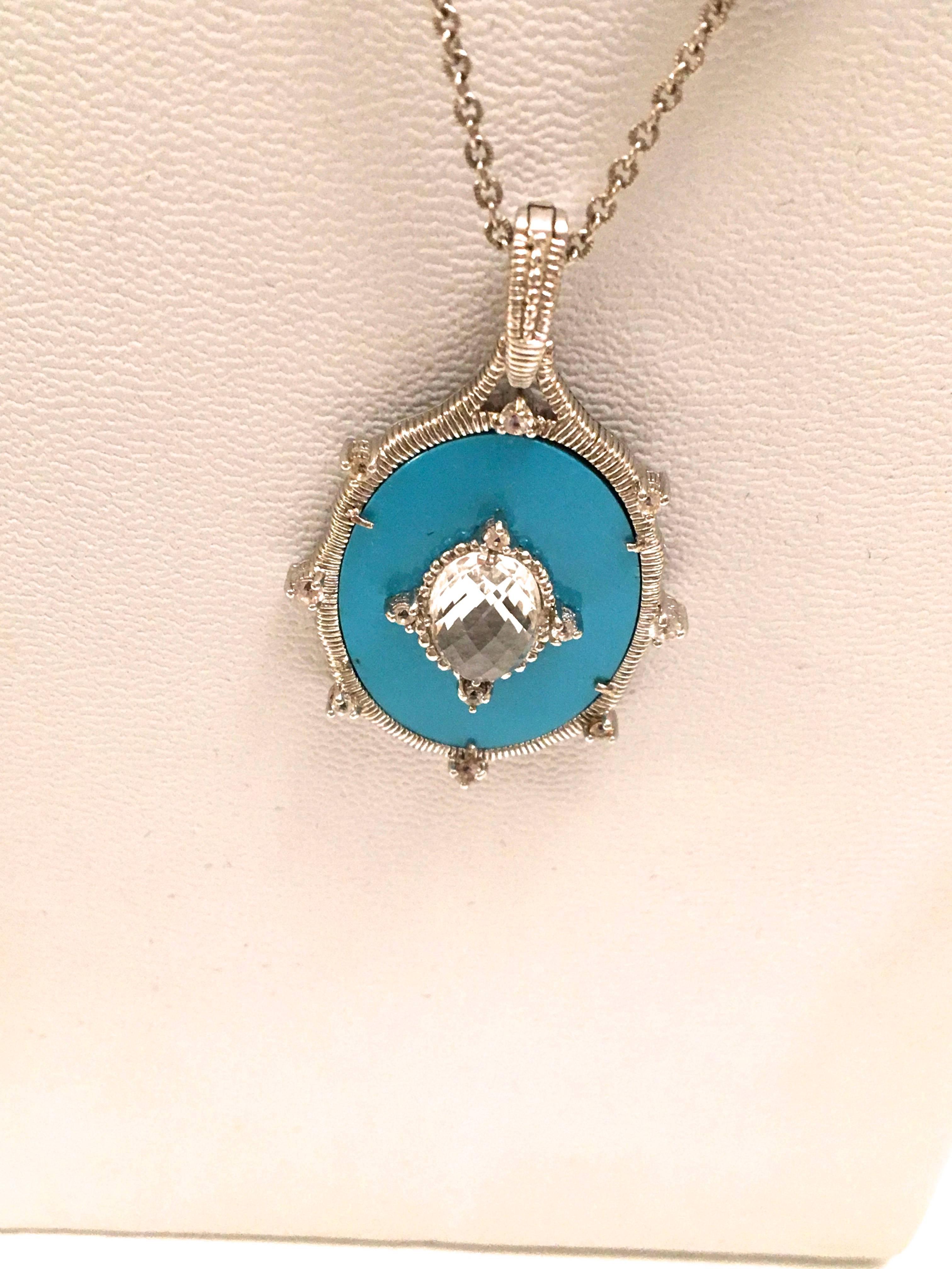 Judith Ripka Sterling Silver and Turquoise Necklace  For Sale 2