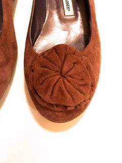 Manolo Blahnik New Flat Shoes Suede with Flower Size 38
