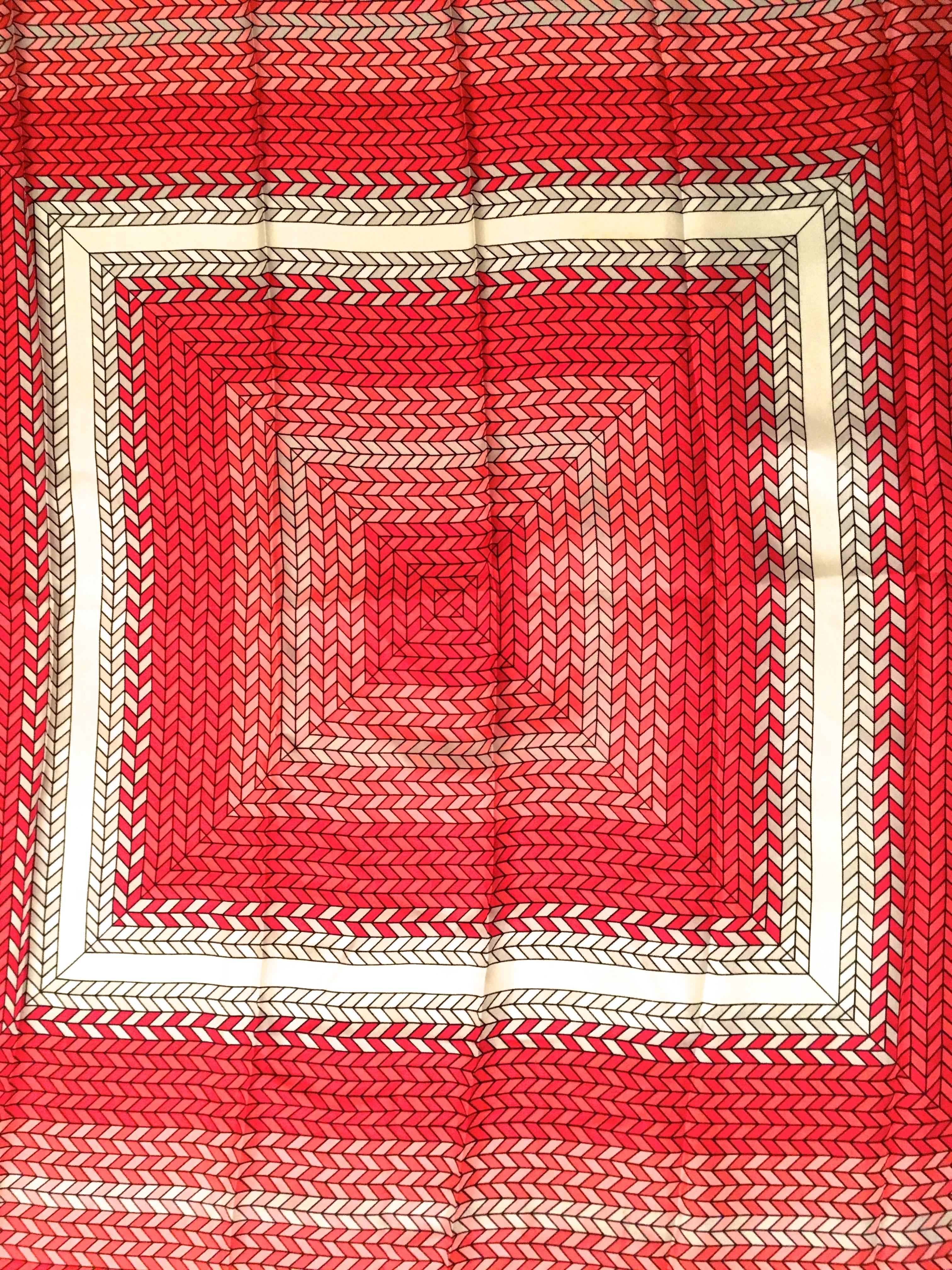Red Vintage Pierre Cardin Silk Scarf  For Sale
