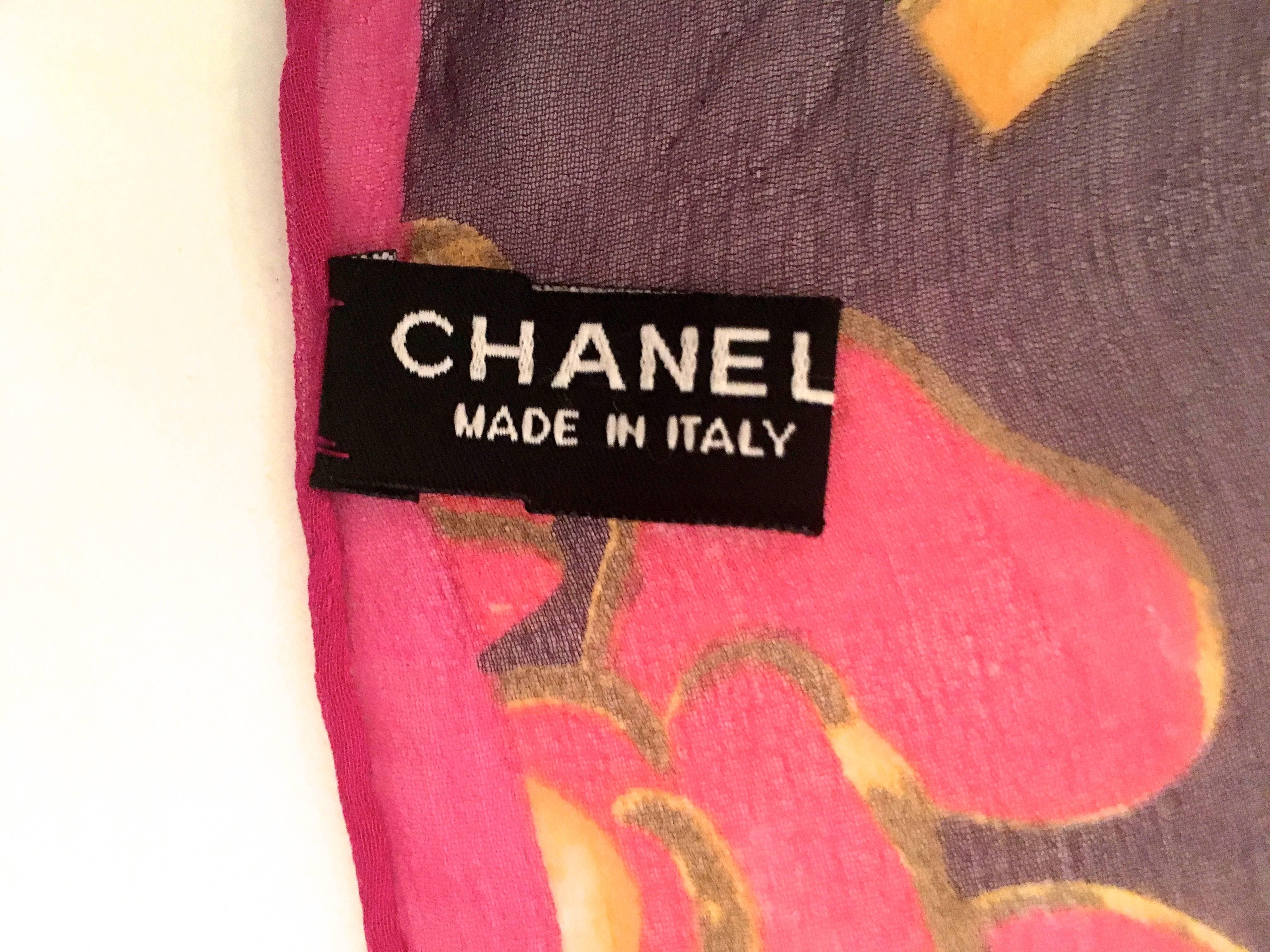 Women's or Men's Chanel Silk Muslin Scarf / Shawl  For Sale