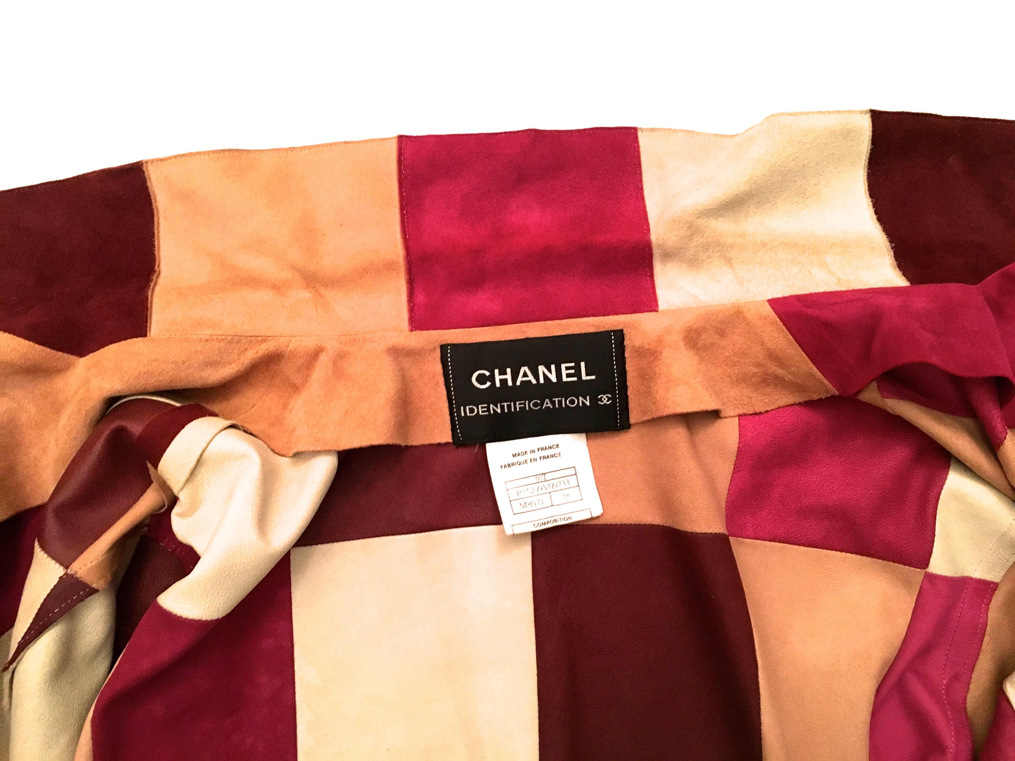 Chanel Jacket  Patchwork Suede  38 For Sale 2