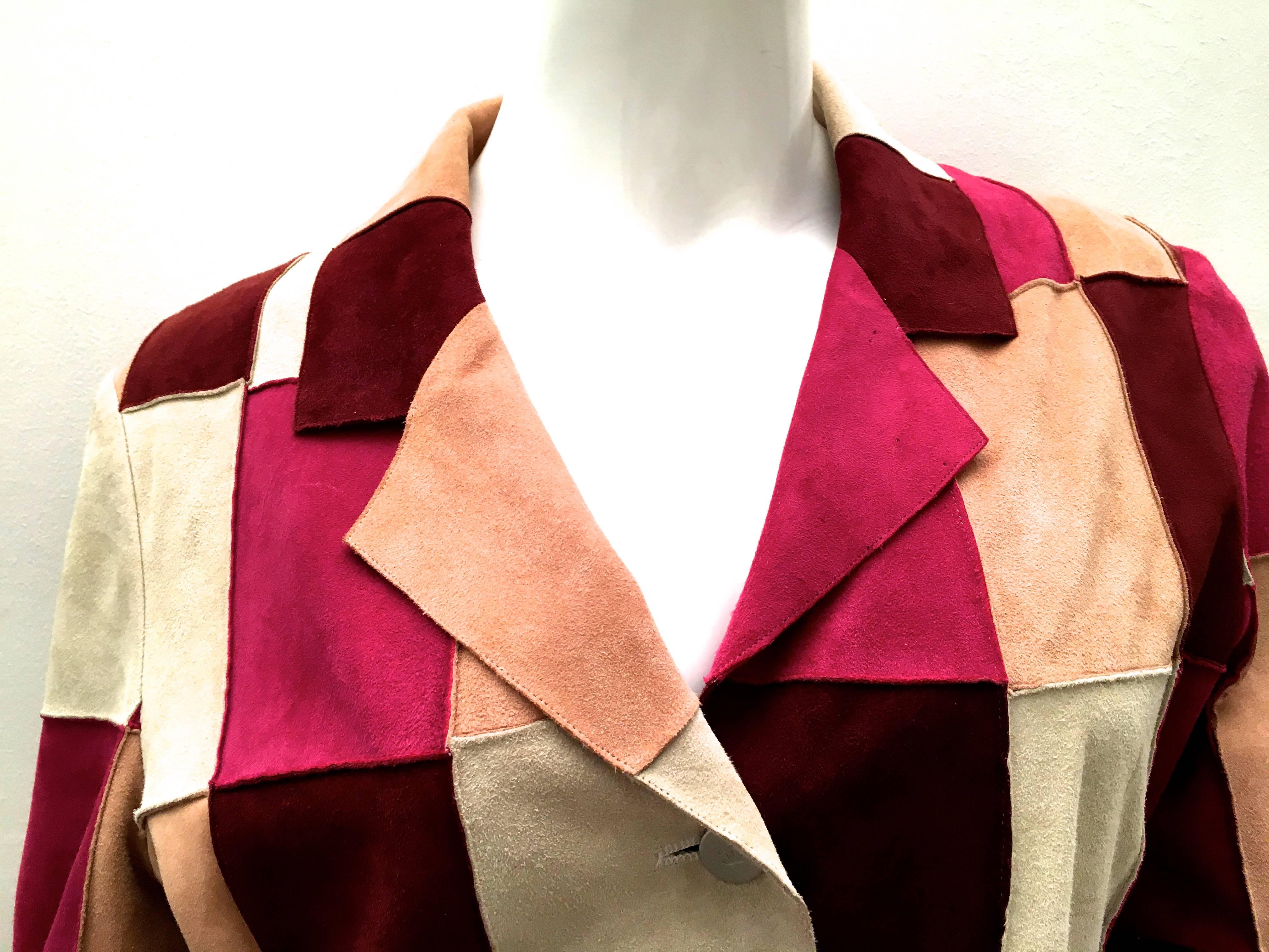 Women's Chanel Jacket  Patchwork Suede  38 For Sale
