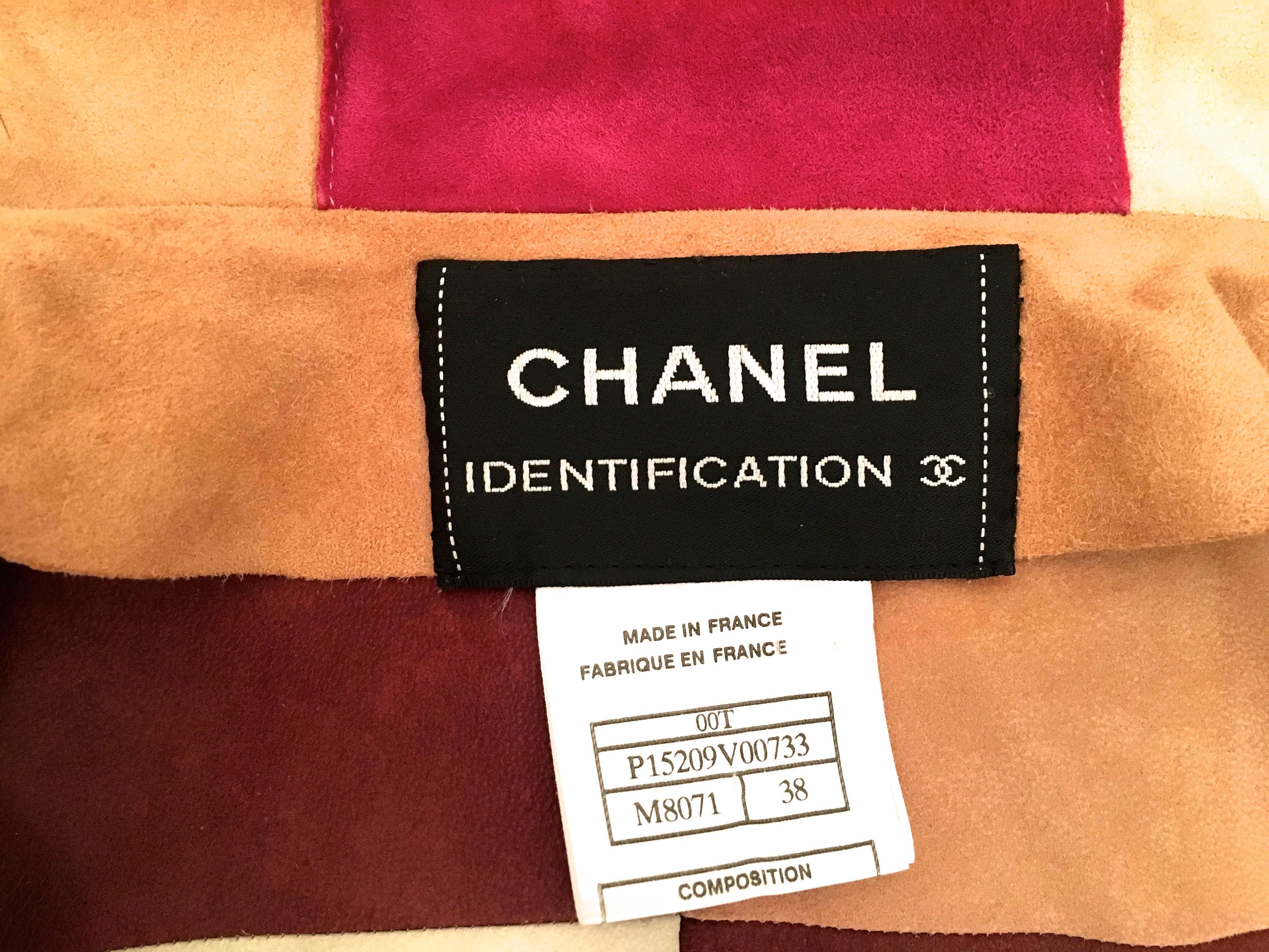 Chanel Jacket  Patchwork Suede  38 For Sale 1