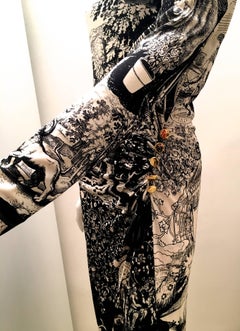 Leonard Paris black and cream silk jersey dress