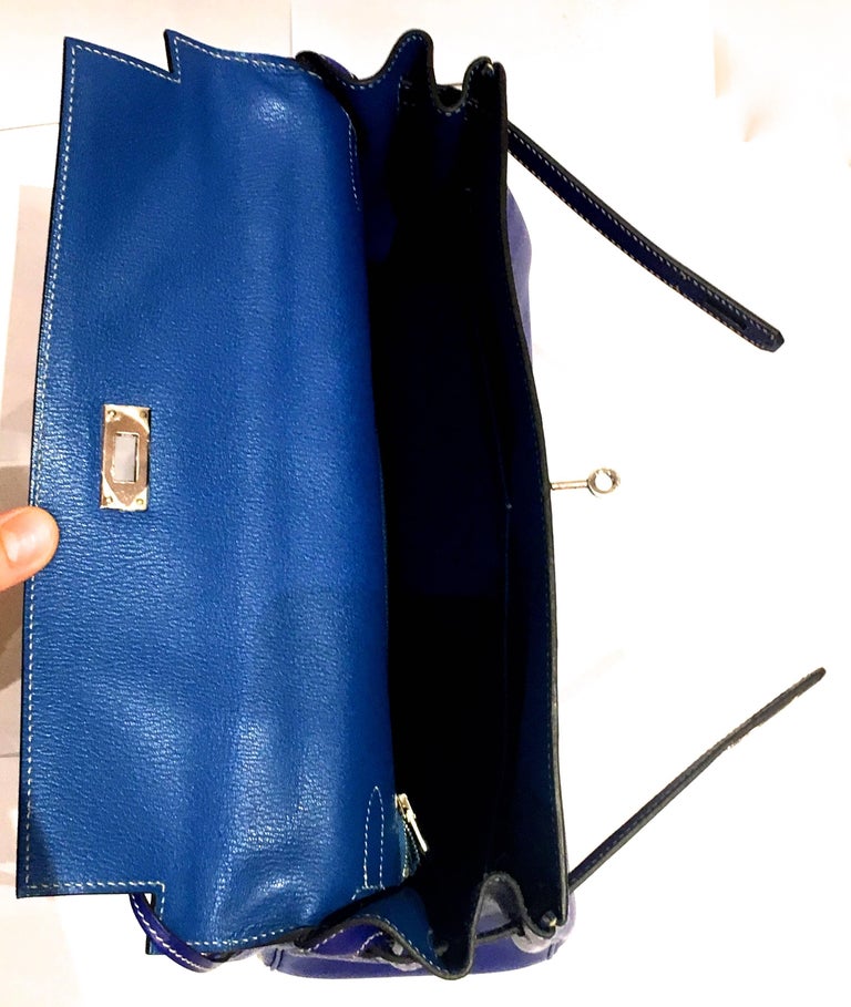 Hermes Kelly - 35 - Blue Electric - Like New at 1stdibs