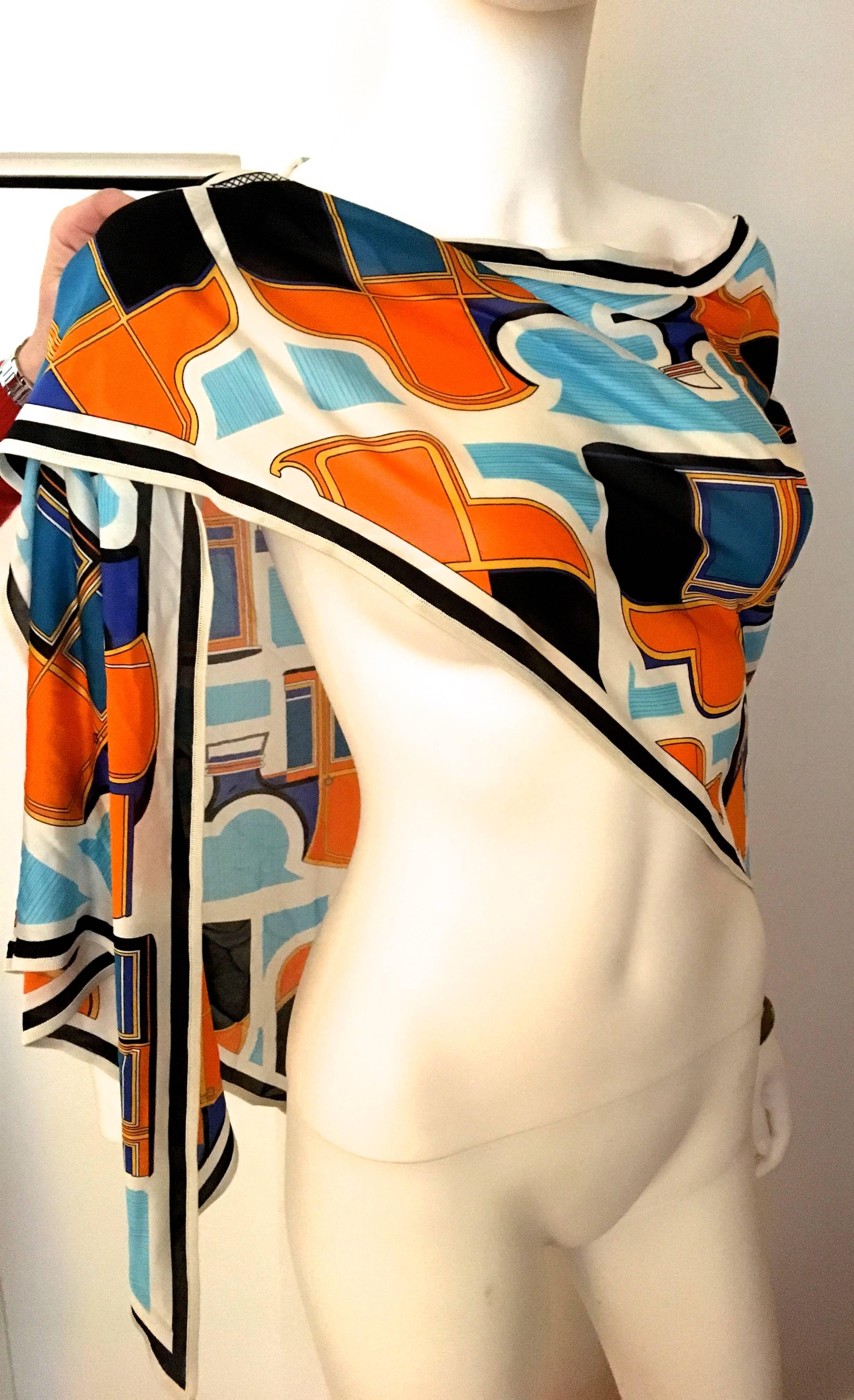 Rare Hermes Shawl/Scarf -  Triangle - Silk Jersey In Excellent Condition For Sale In Boca Raton, FL