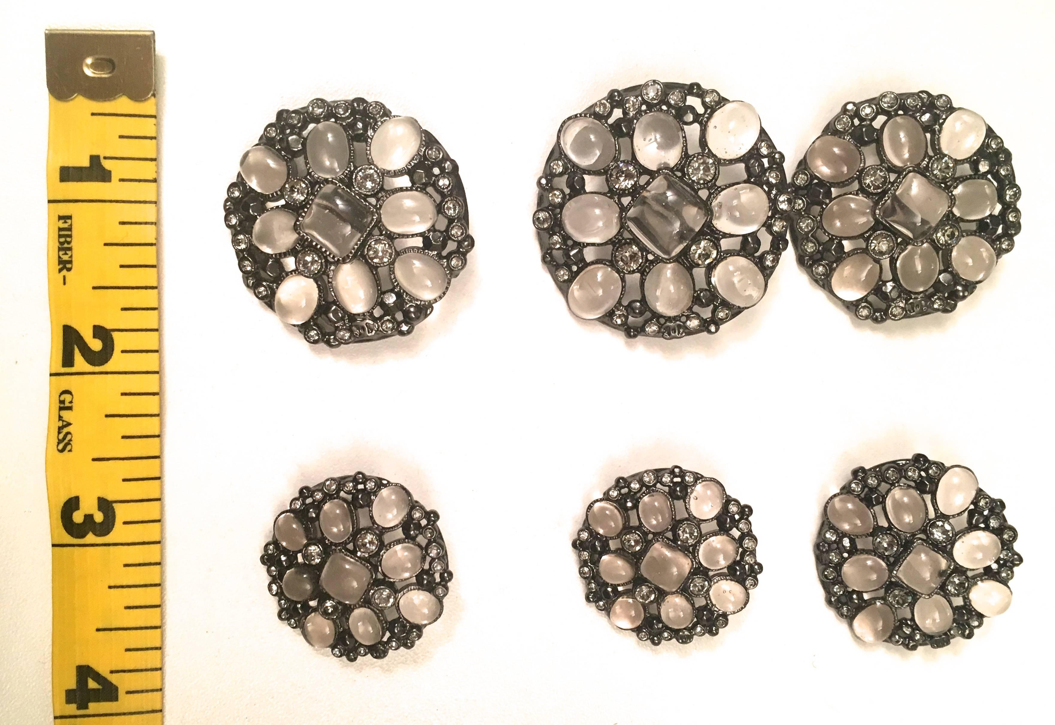 Gray Chanel Gripoux Buttons - Matching Set of 6 - Inlay For Sale