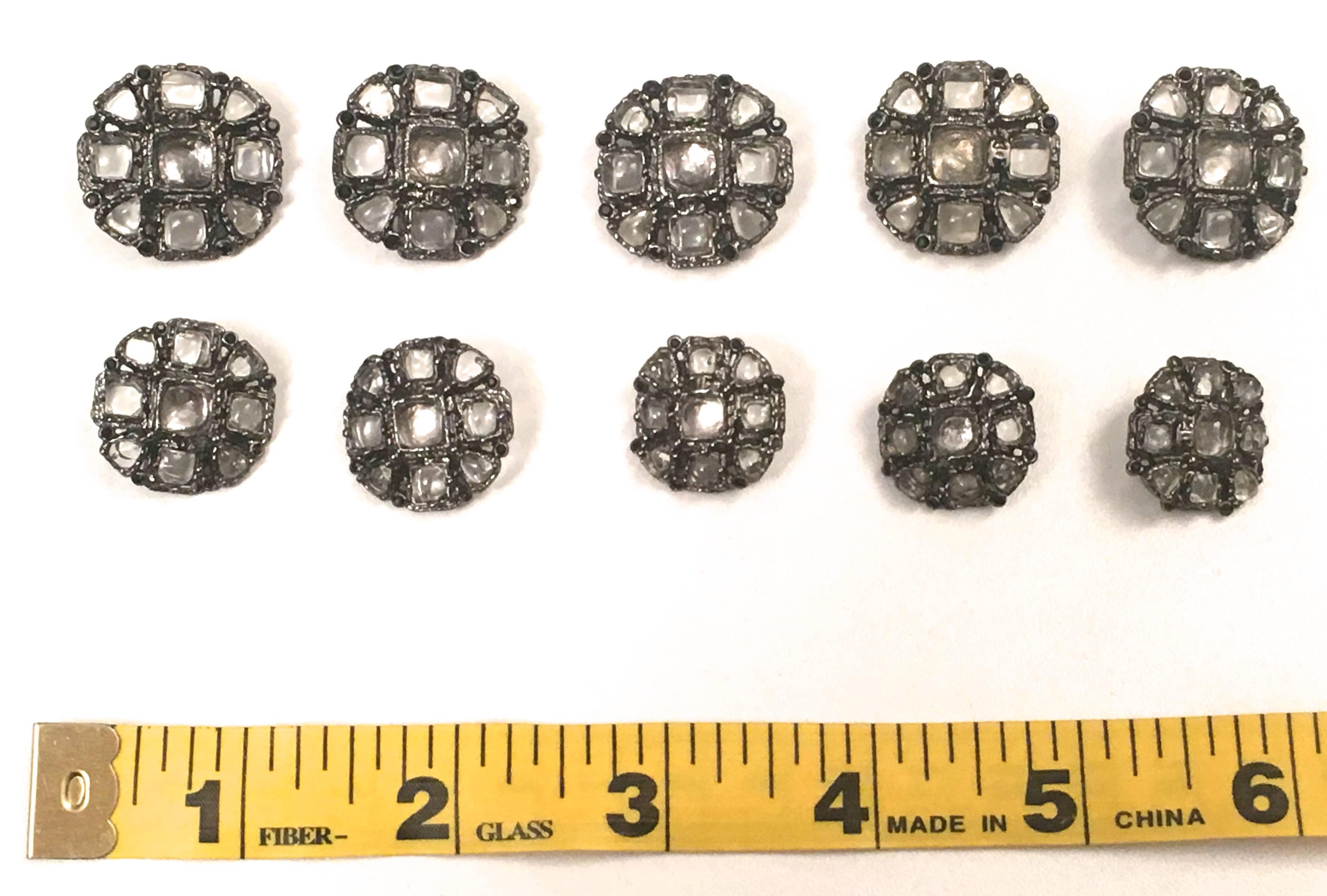 Gray Chanel Buttons - Matching Set of 10 - Gripoix Inlay For Sale