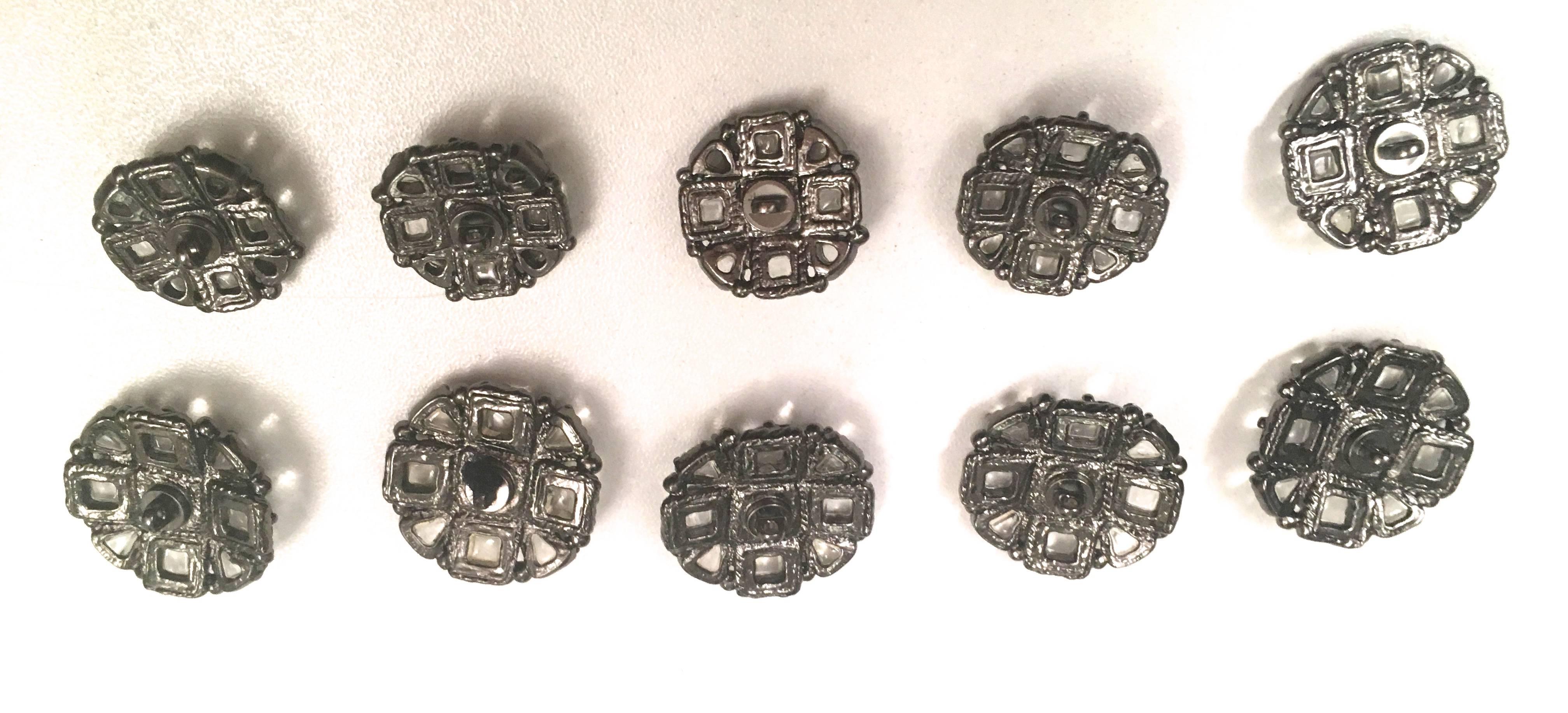 Chanel Buttons - Matching Set of 10 - Gripoix Inlay In Excellent Condition For Sale In Boca Raton, FL