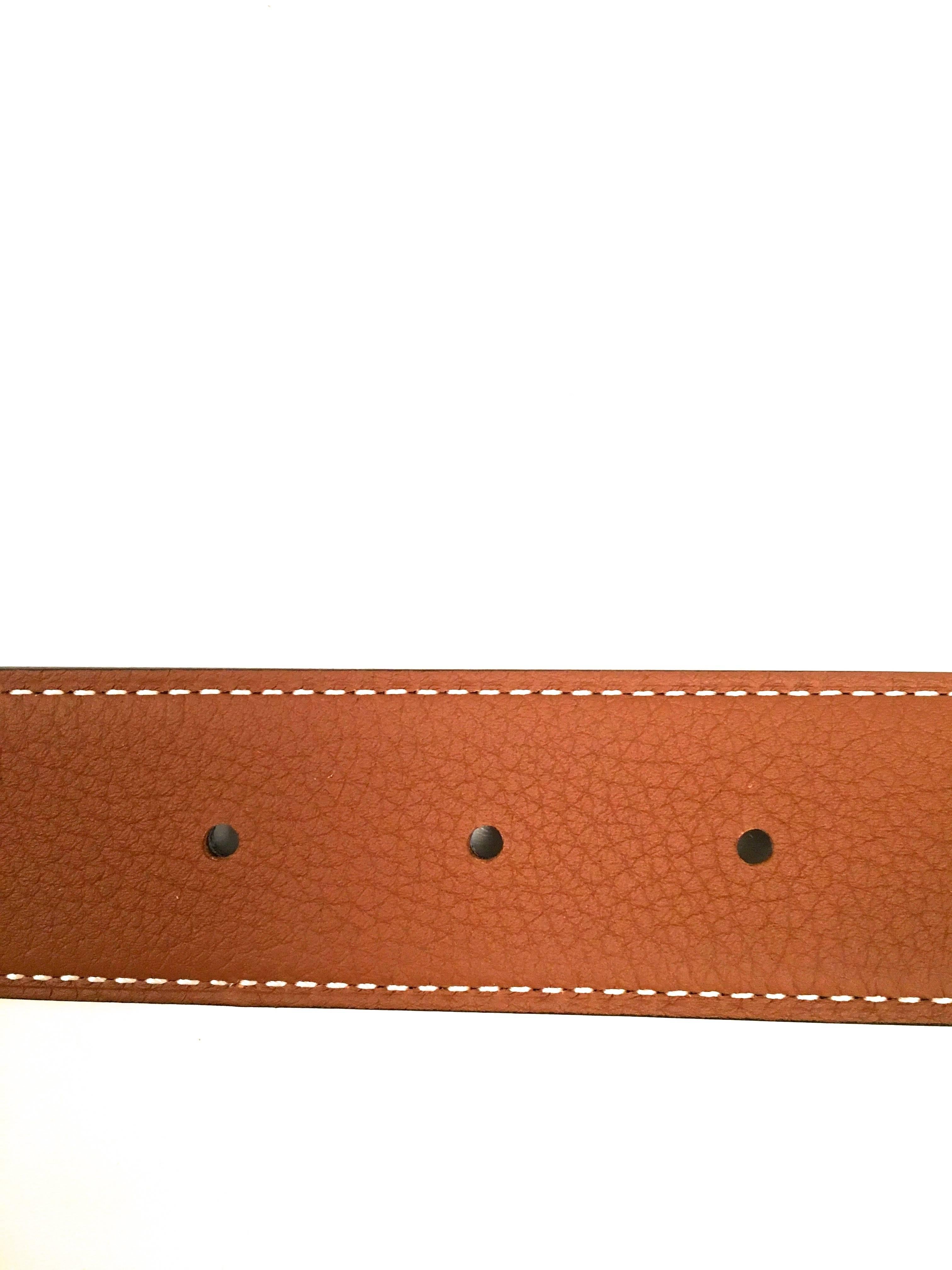 Hermes Leather Belt Strap - Black and Gold  1