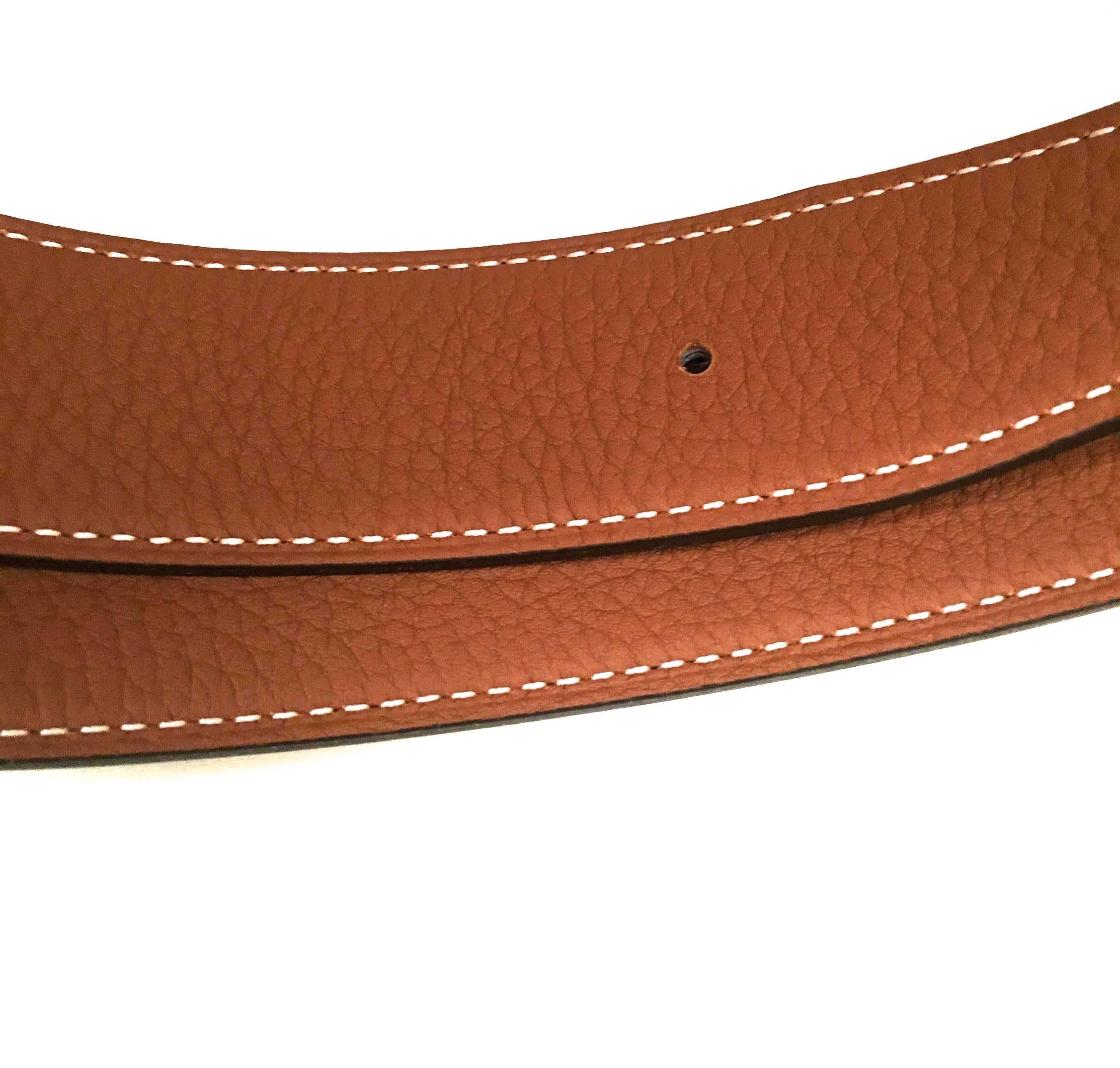 Hermes Leather Belt Strap - Black and Gold  In New Condition In Boca Raton, FL