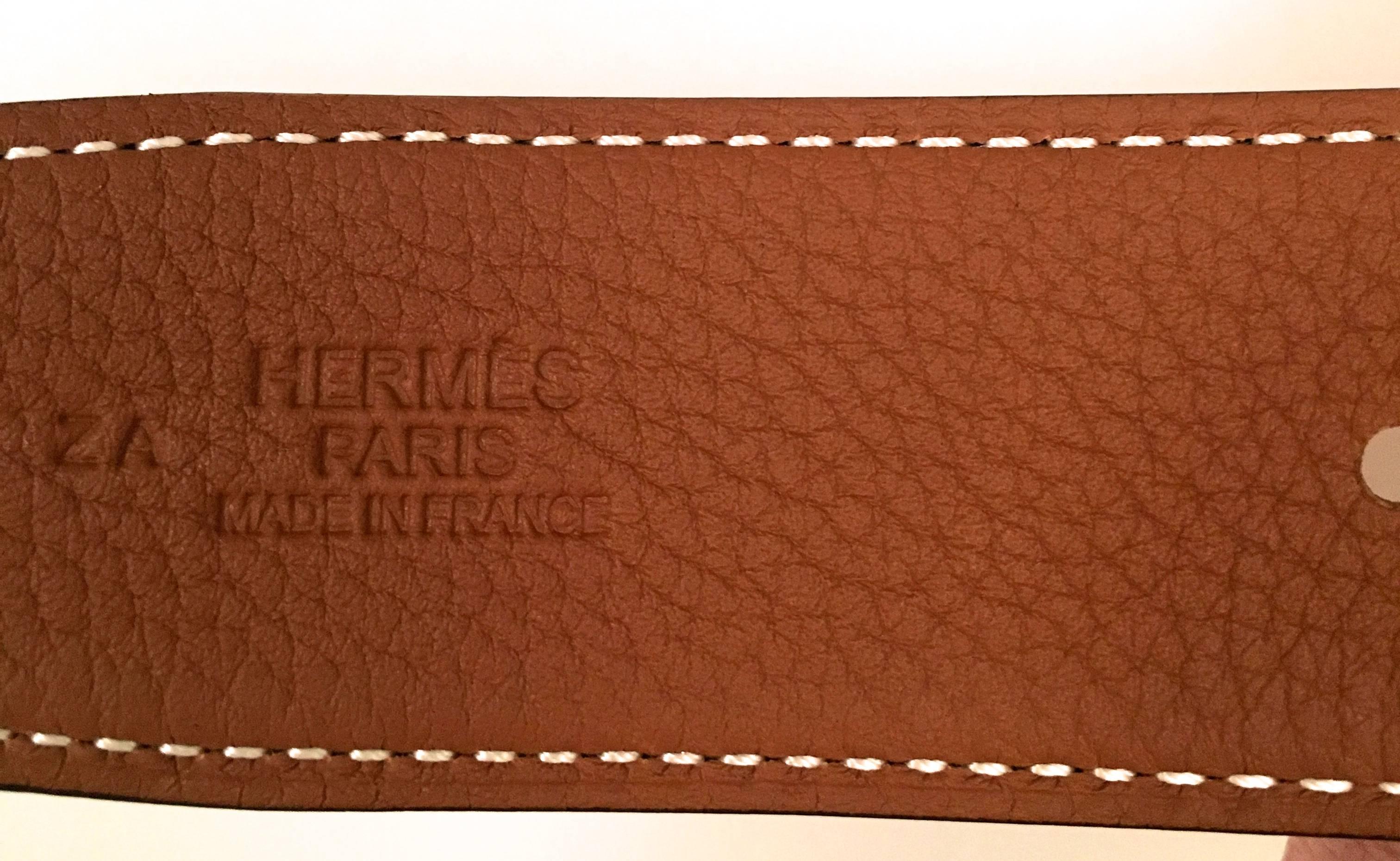 Women's or Men's Hermes Leather Belt Strap - Black and Gold 