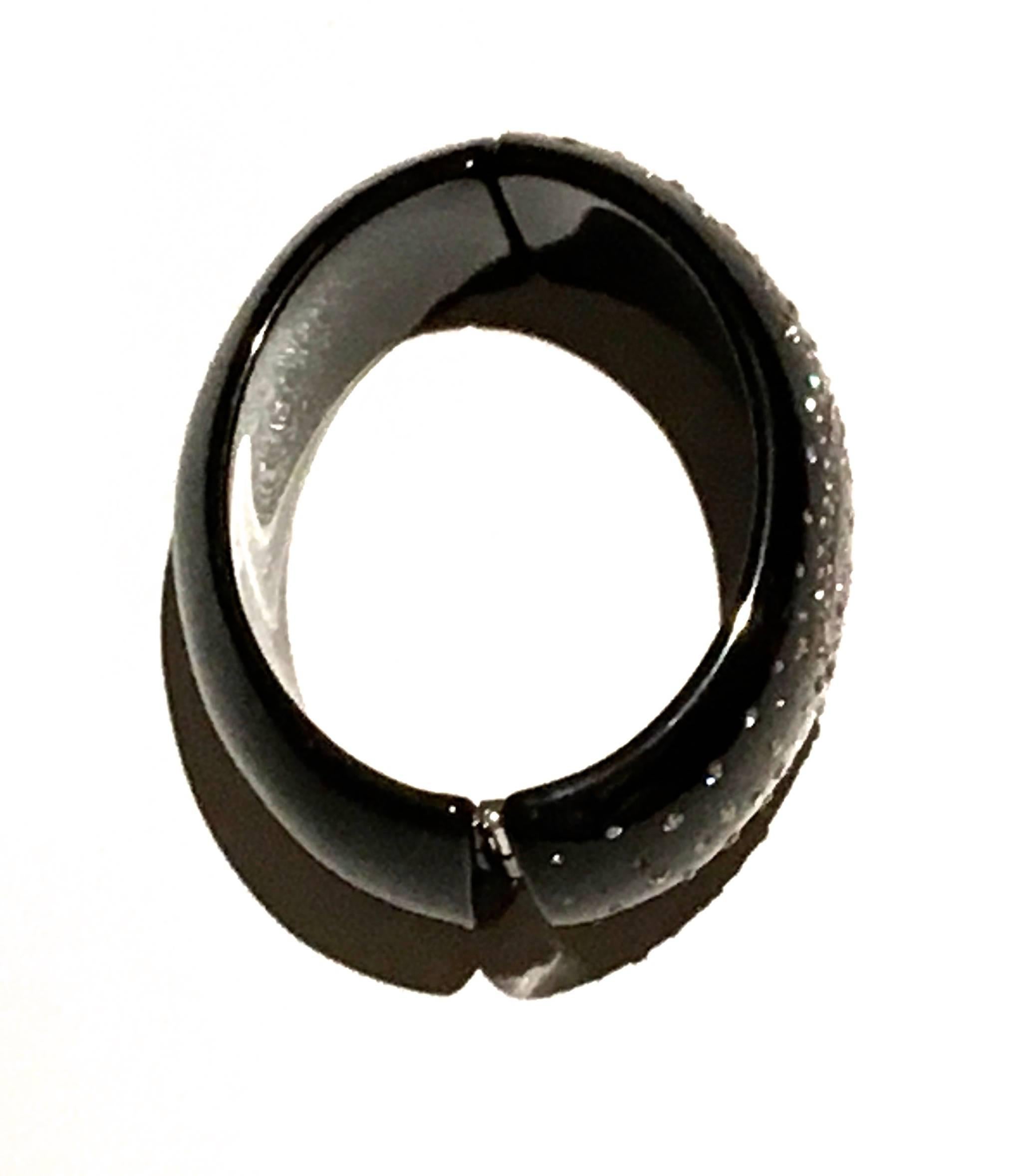 Chanel  Bracelet -       black Clamper lucite w/ crystalsi Crystals For Sale 1