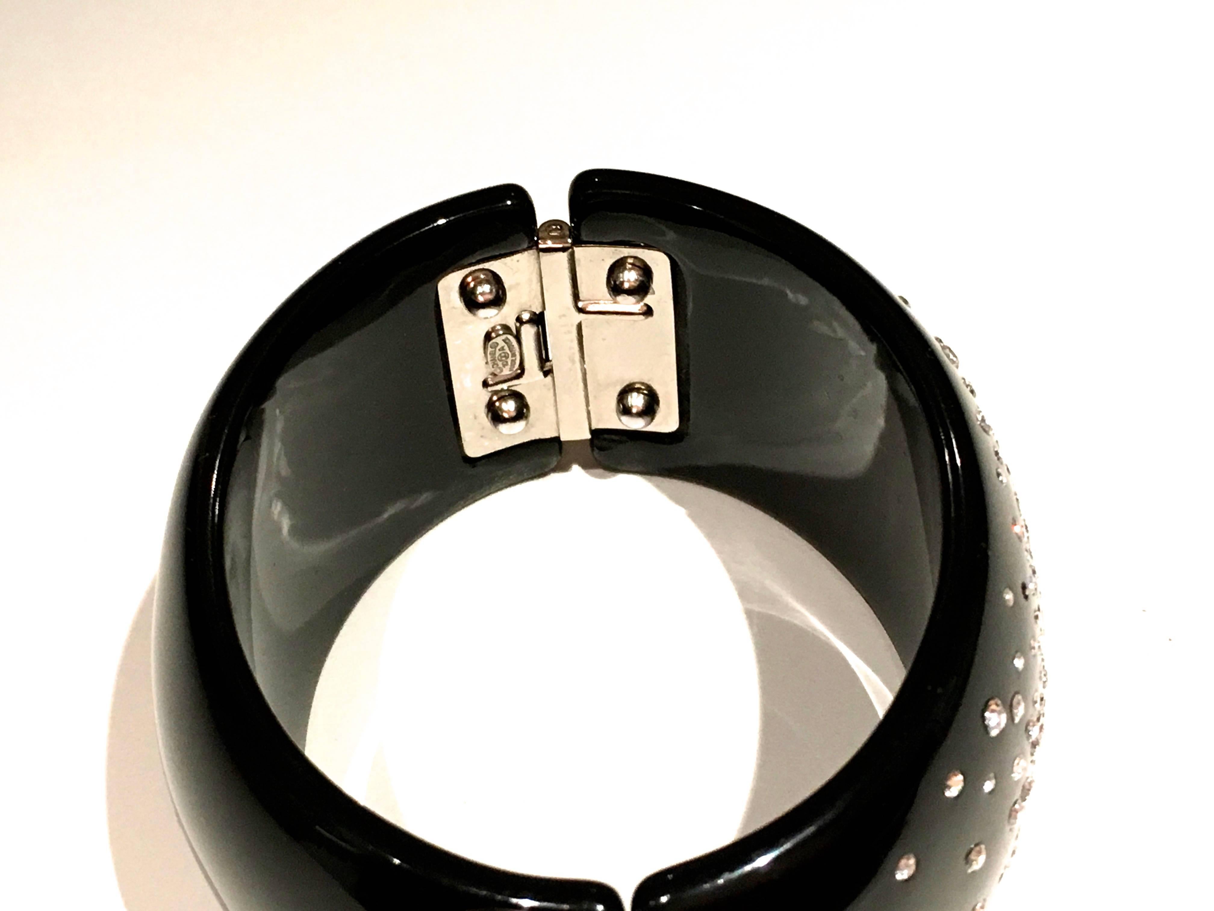 Chanel  Bracelet -       black Clamper lucite w/ crystalsi Crystals For Sale 5