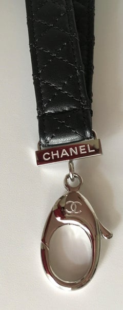New Chanel Necklace/Lariat Black Leather