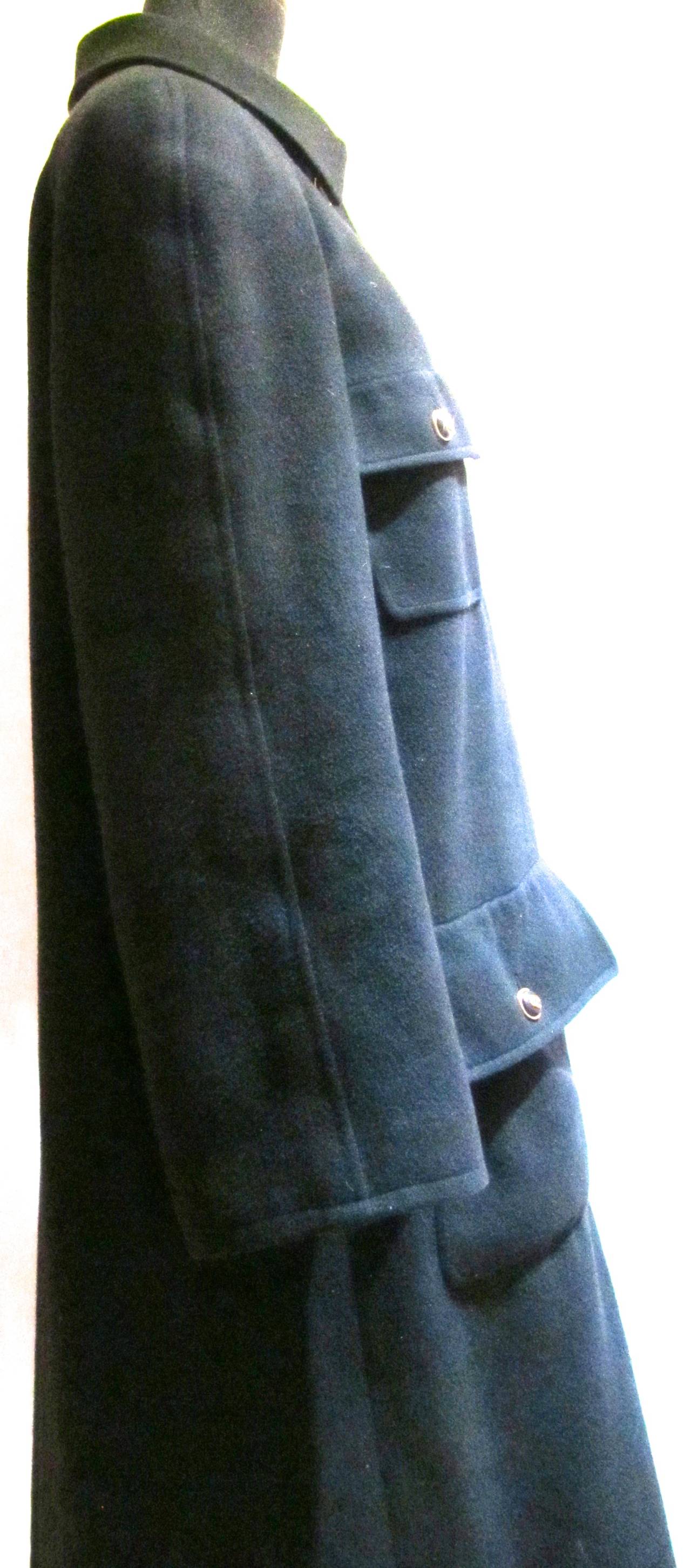 Black Cashmere Chanel Coat with Logo Buttons In Excellent Condition For Sale In Boca Raton, FL
