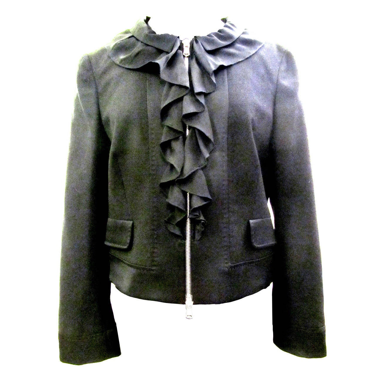 Moschino "Cheap and Chic" Jacket - Black Wool with Silk Crepe Trim For Sale