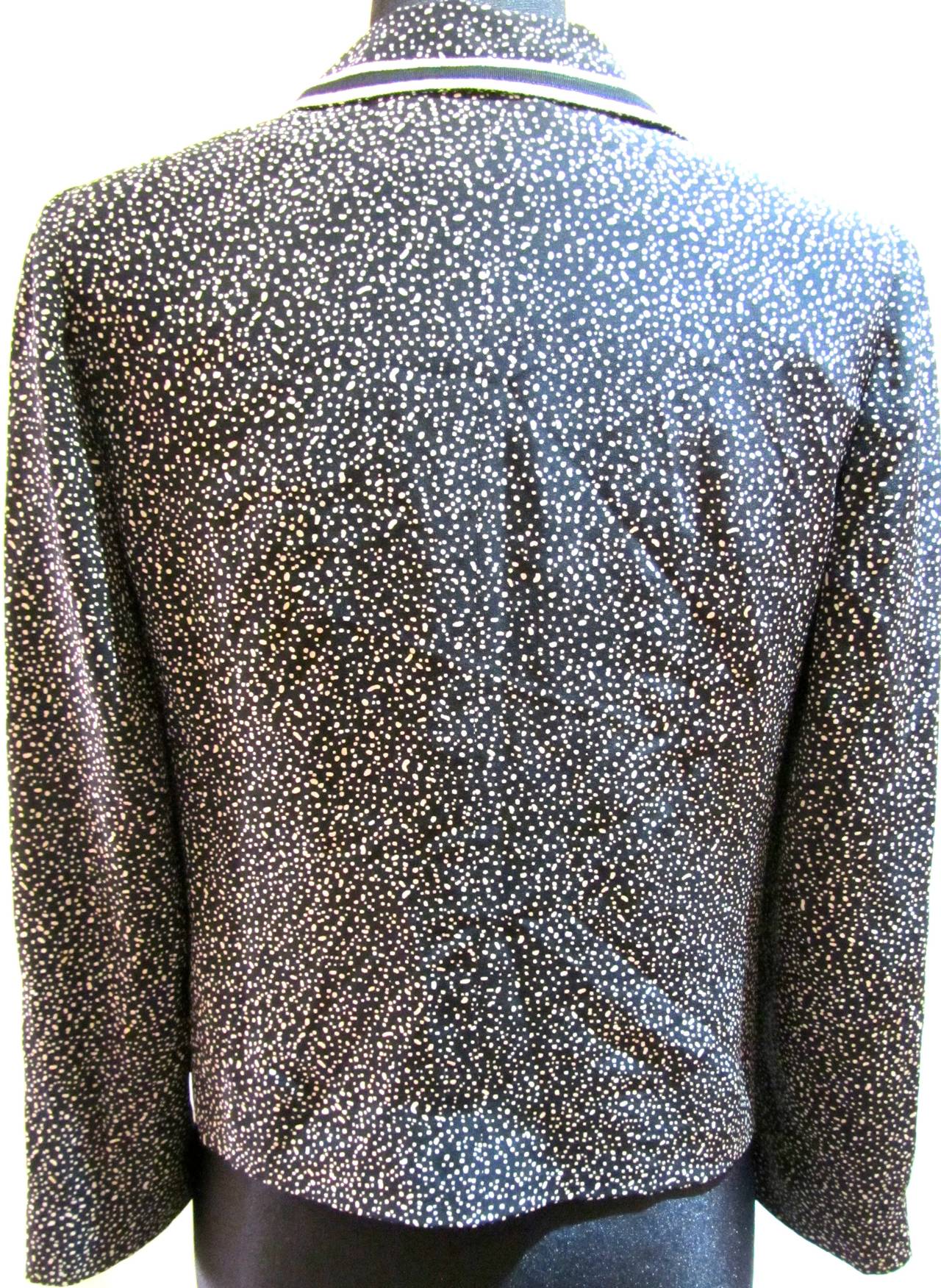 Women's Chanel Silk Suit - Black and Cream Fabric with Iconic Lion Buttons - 1970's For Sale