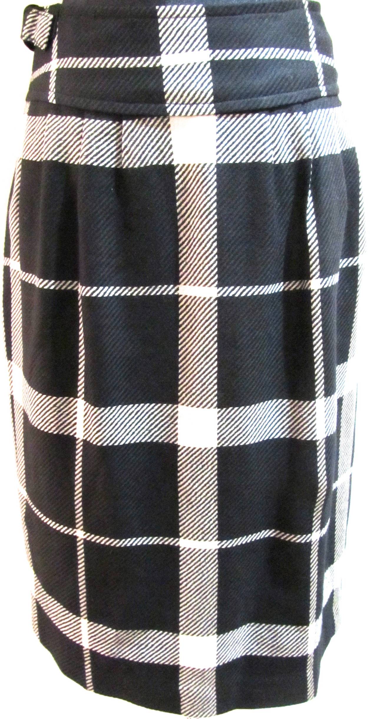 Courreges Black and White Wool Skirt - 1990's