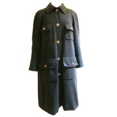 Black Cashmere Chanel Coat with Logo Buttons
