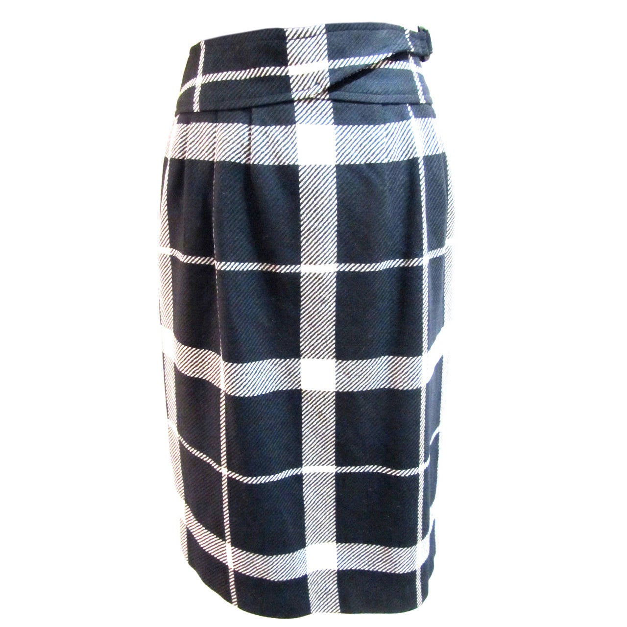 Courreges Black and White Wool Skirt - 1990's For Sale