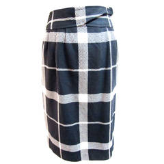 Courreges Black and White Wool Skirt - 1990's 1