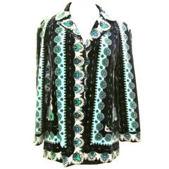Emilio Pucci Printed Blue Velvet Jacket - 1960's 2