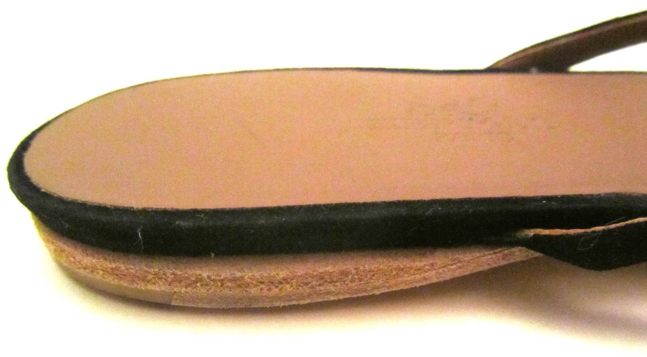 New Hermes Black Suede Leather Flip Flop Sandals - Size 36 In New Condition In Boca Raton, FL