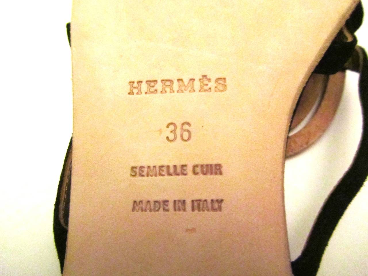 New Hermes Black Suede Leather Flip Flop Sandals - Size 36 1
