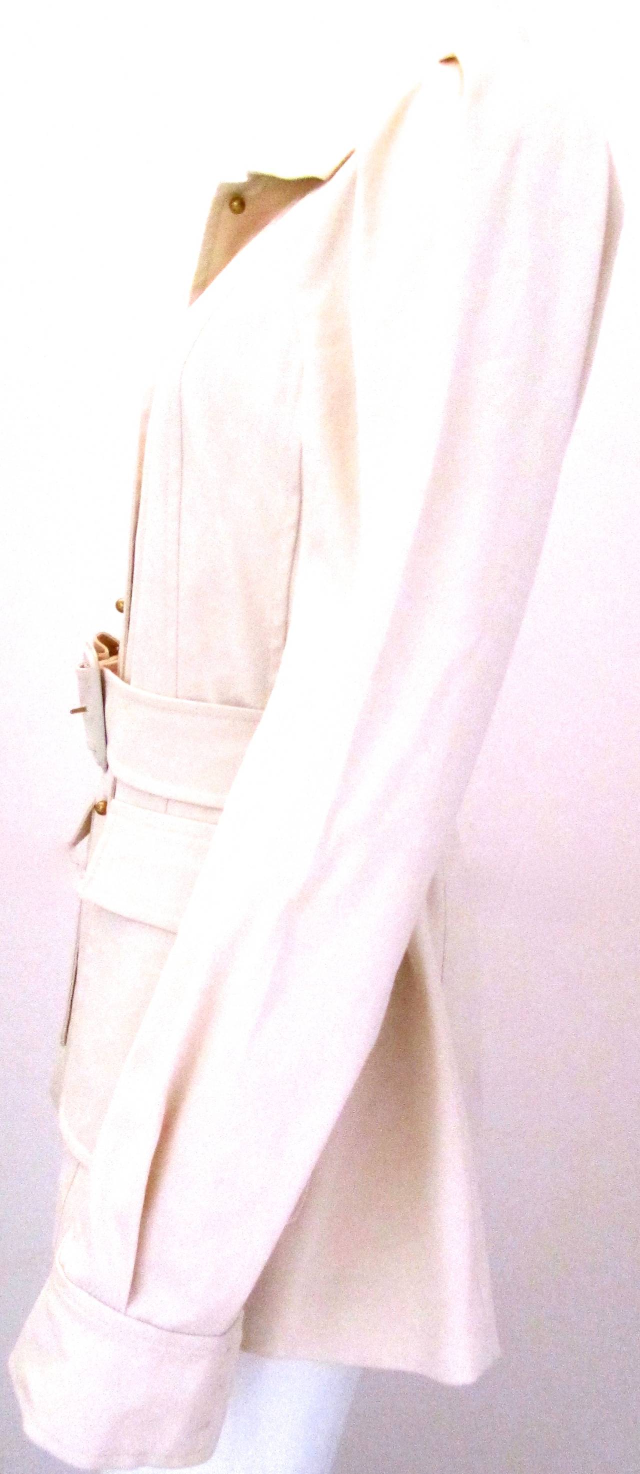 Gray Gucci Cream Colored Canvas Jacket with Belt - Size 46