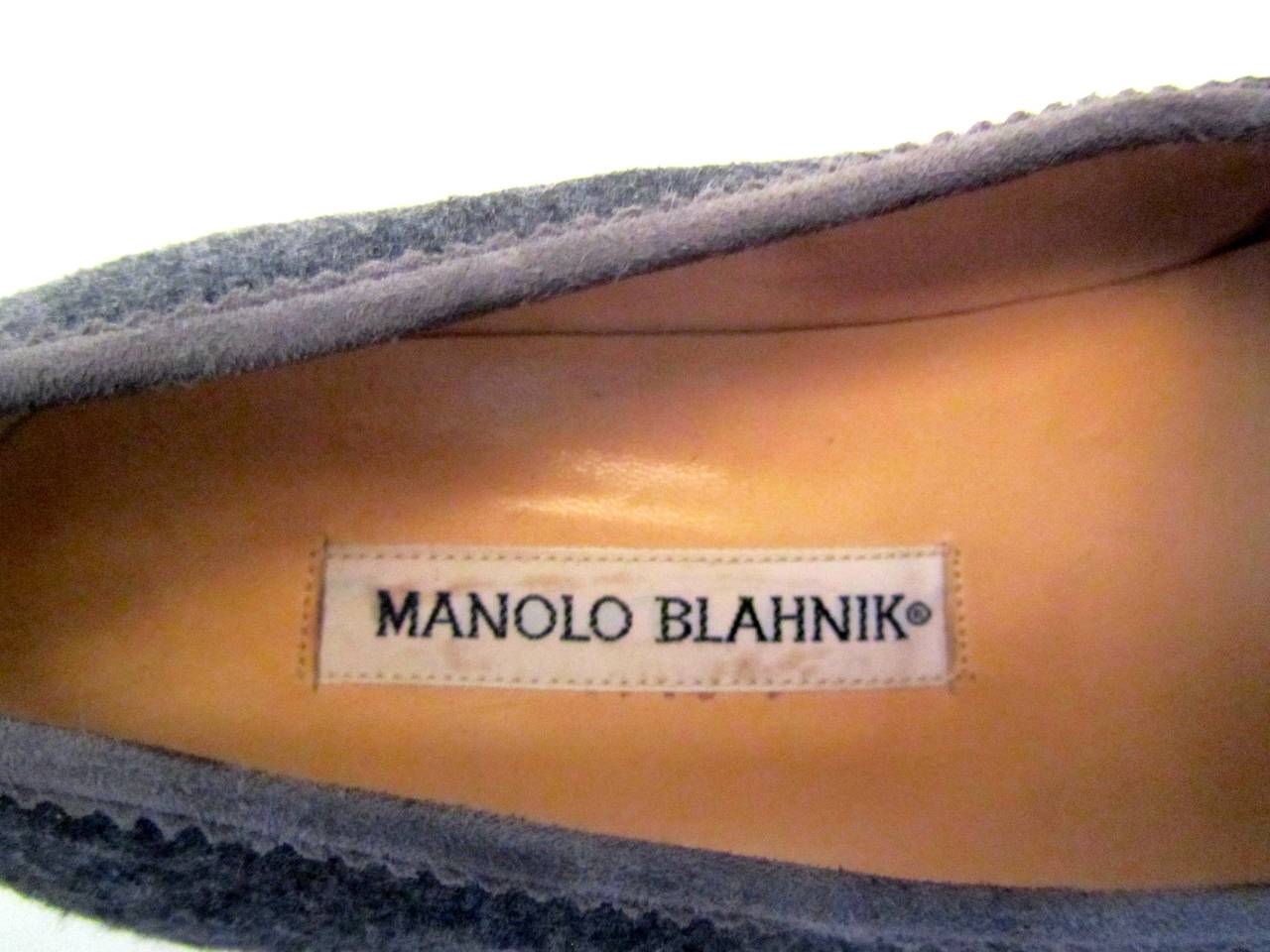 1980's Manolo Blahnik Gray Flannel Loafers - Size 36 For Sale 3