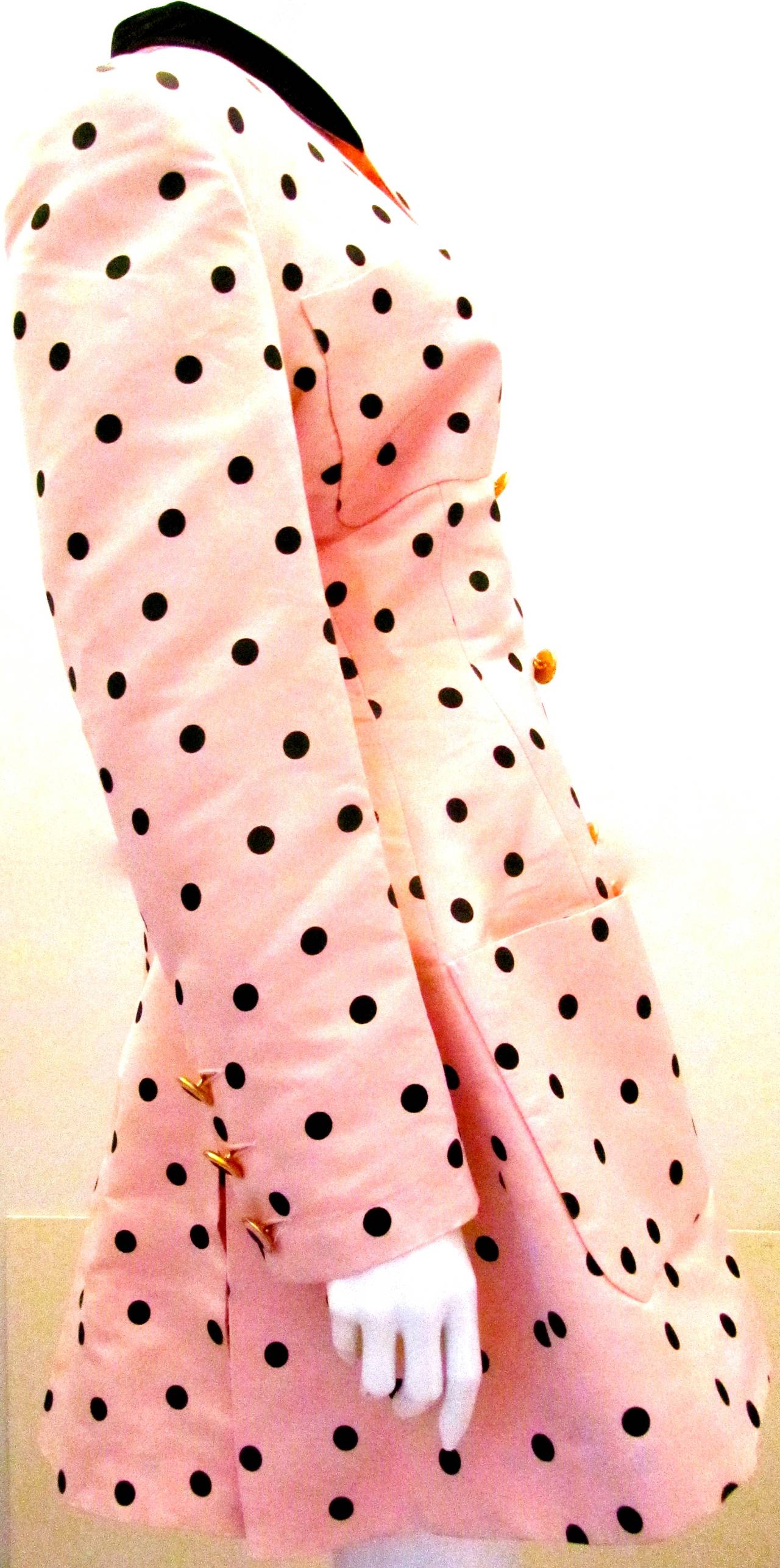 Orange Chanel Pink Blazer with Black Polka Dots For Sale
