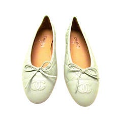 New Chanel Ballerina Flats - Sea Foam Mint Green - Lambskin - Size 38