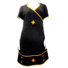 Short Sleeve Black Dress with Hand Applied Amber Colored Stones