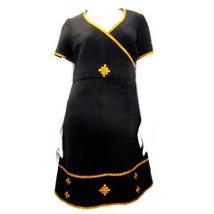 Short Sleeve Black Dress with Hand Applied Amber Colored Stones 11