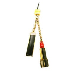 Vintage Chanel Lip Stick Motif Key Chain Strap - Rare