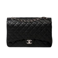 New Chanel Classic Double Flap Maxi Bag - Caviar