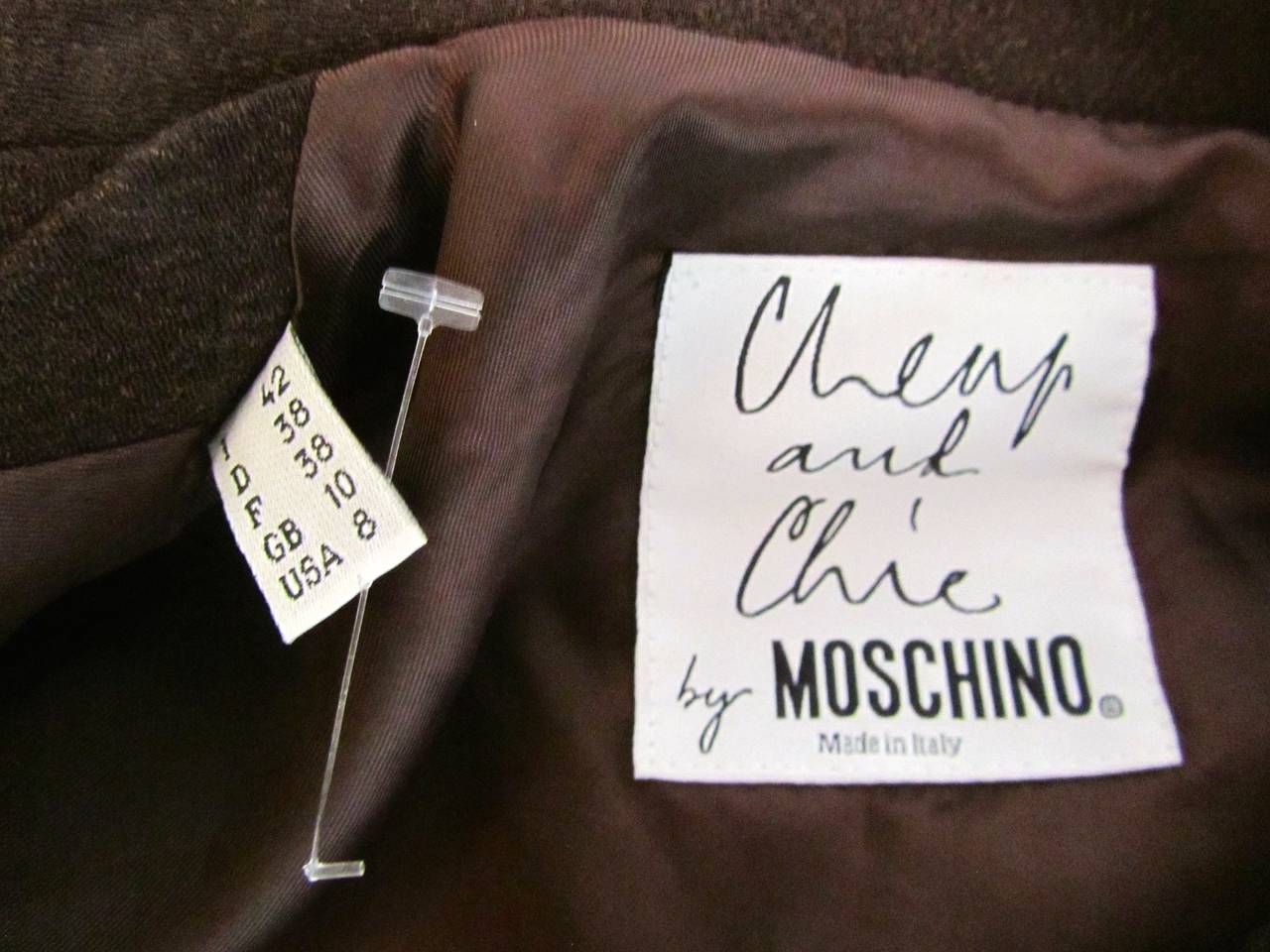 Moschino Cheap and Chic Brown Geometric Flower Blazer - Size 8 In Excellent Condition For Sale In Boca Raton, FL