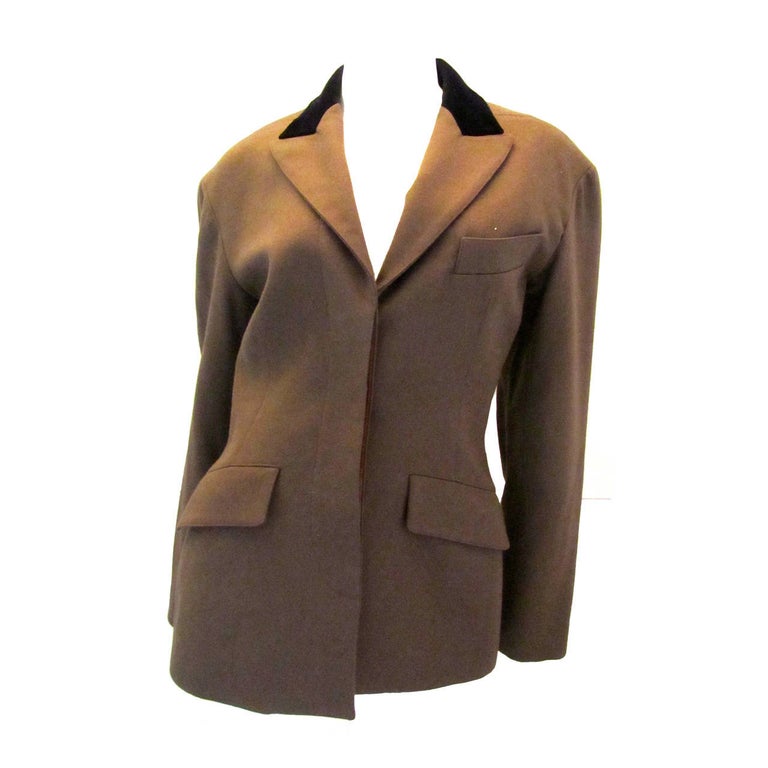 Vintage Alaia Jacket - Brown Wool and Black Velvet - 1980's For Sale at ...
