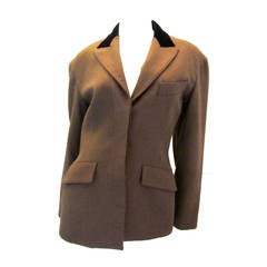 Vintage Alaia Jacket - Brown Wool and Black Velvet - 1980's 3