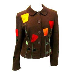 Moschino Brown Geometric Flower Blazer - Size 8 9