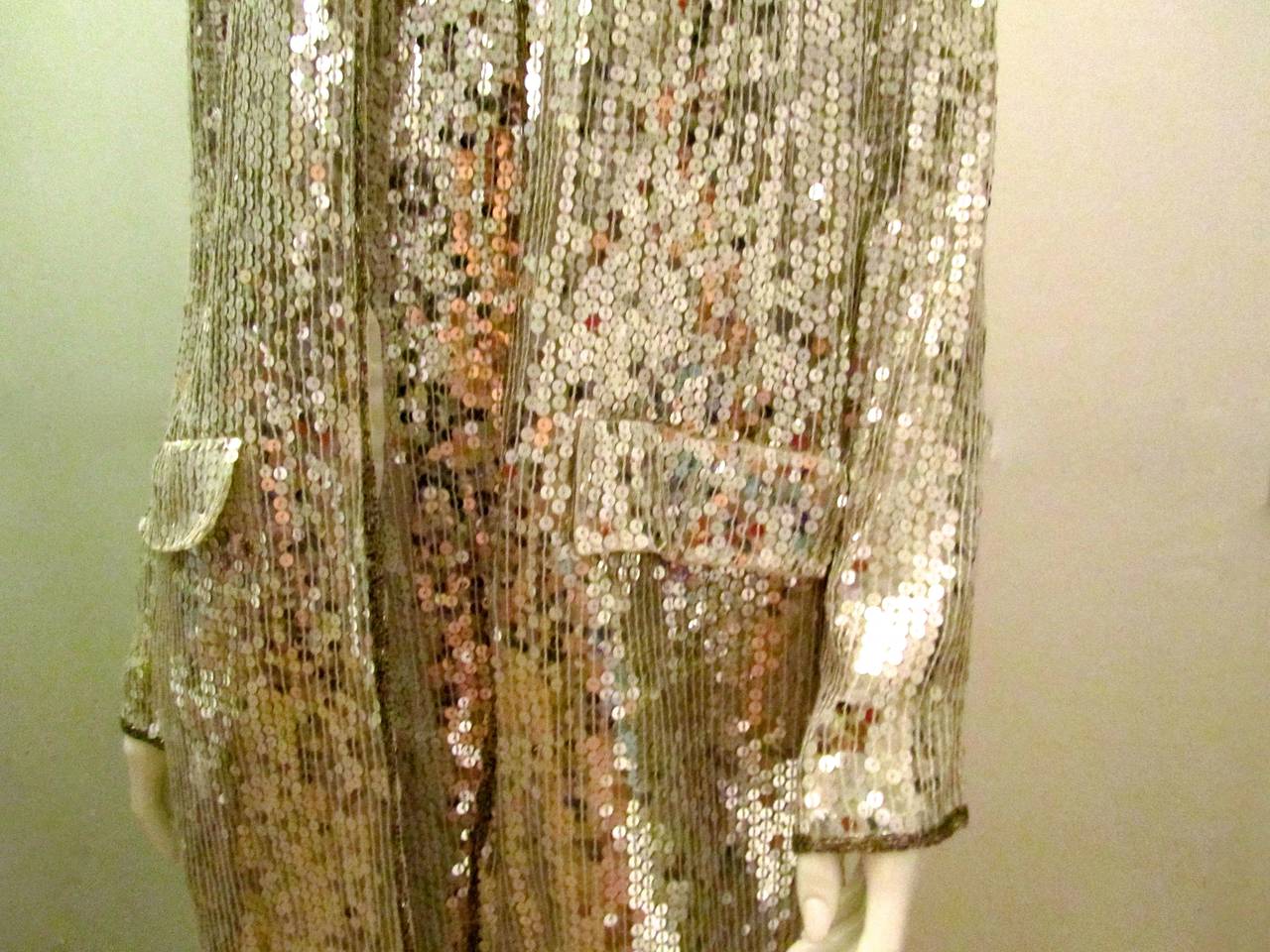 Dynamite 2 Piece Sequin Cocktail Dress with Jacket - Disco Era In Excellent Condition For Sale In Boca Raton, FL