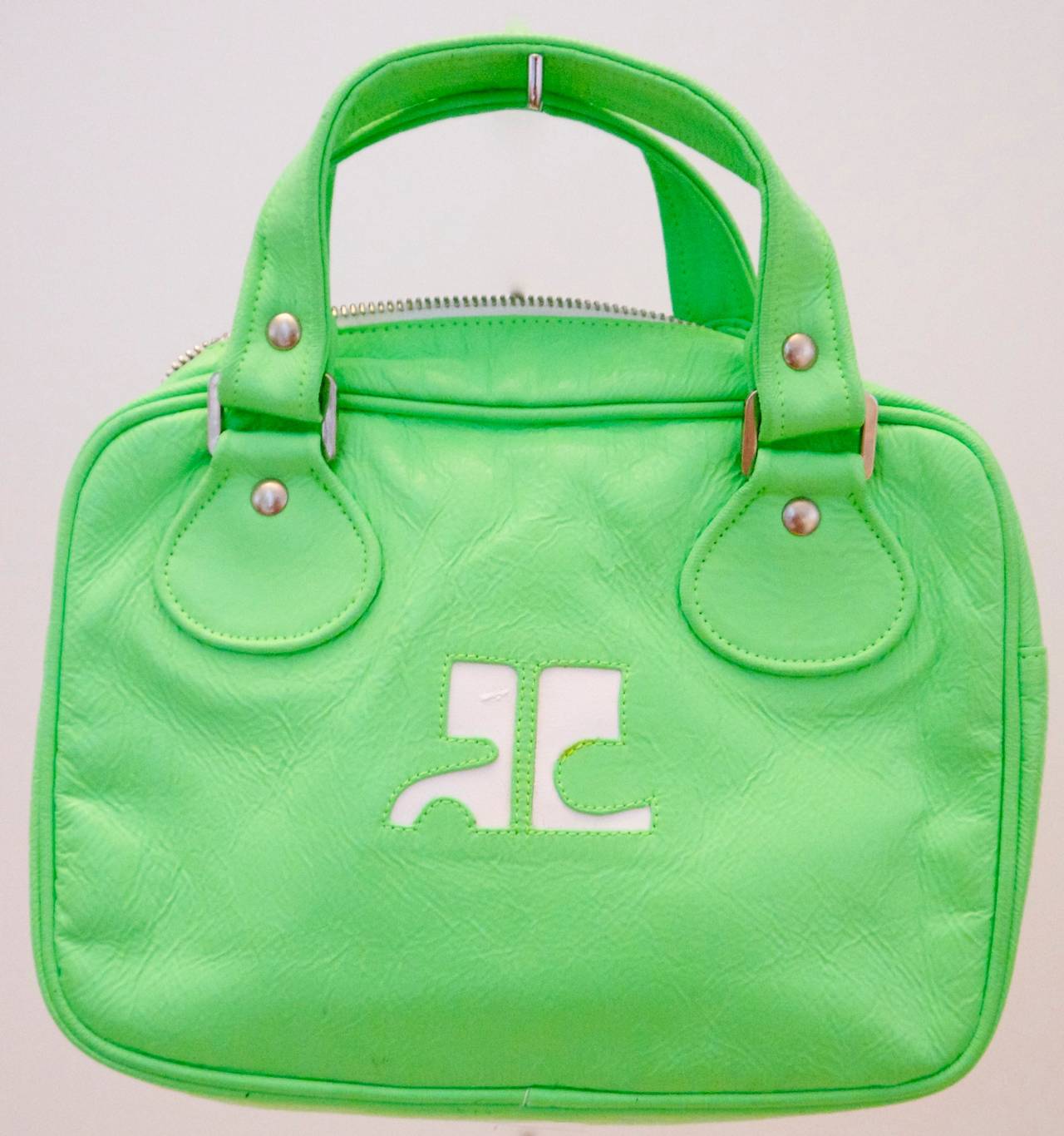 Courreges Green Small Tote Handbag / Purse - 1980's In Excellent Condition In Boca Raton, FL