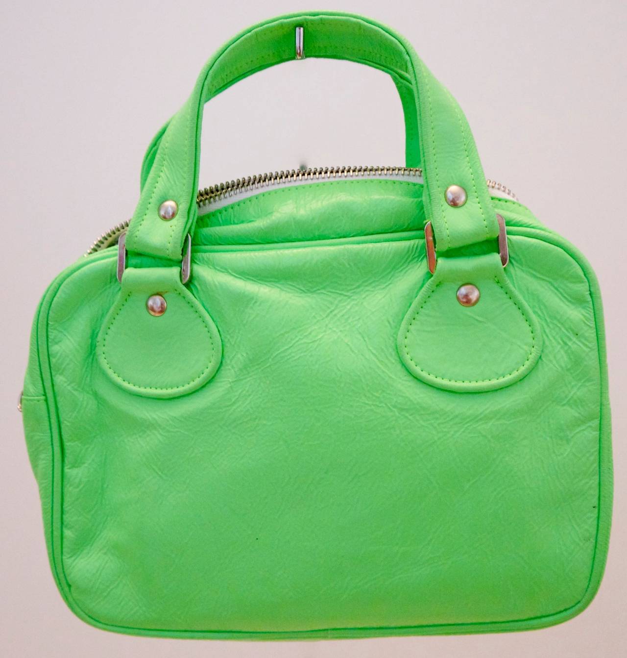 Women's Courreges Green Small Tote Handbag / Purse - 1980's