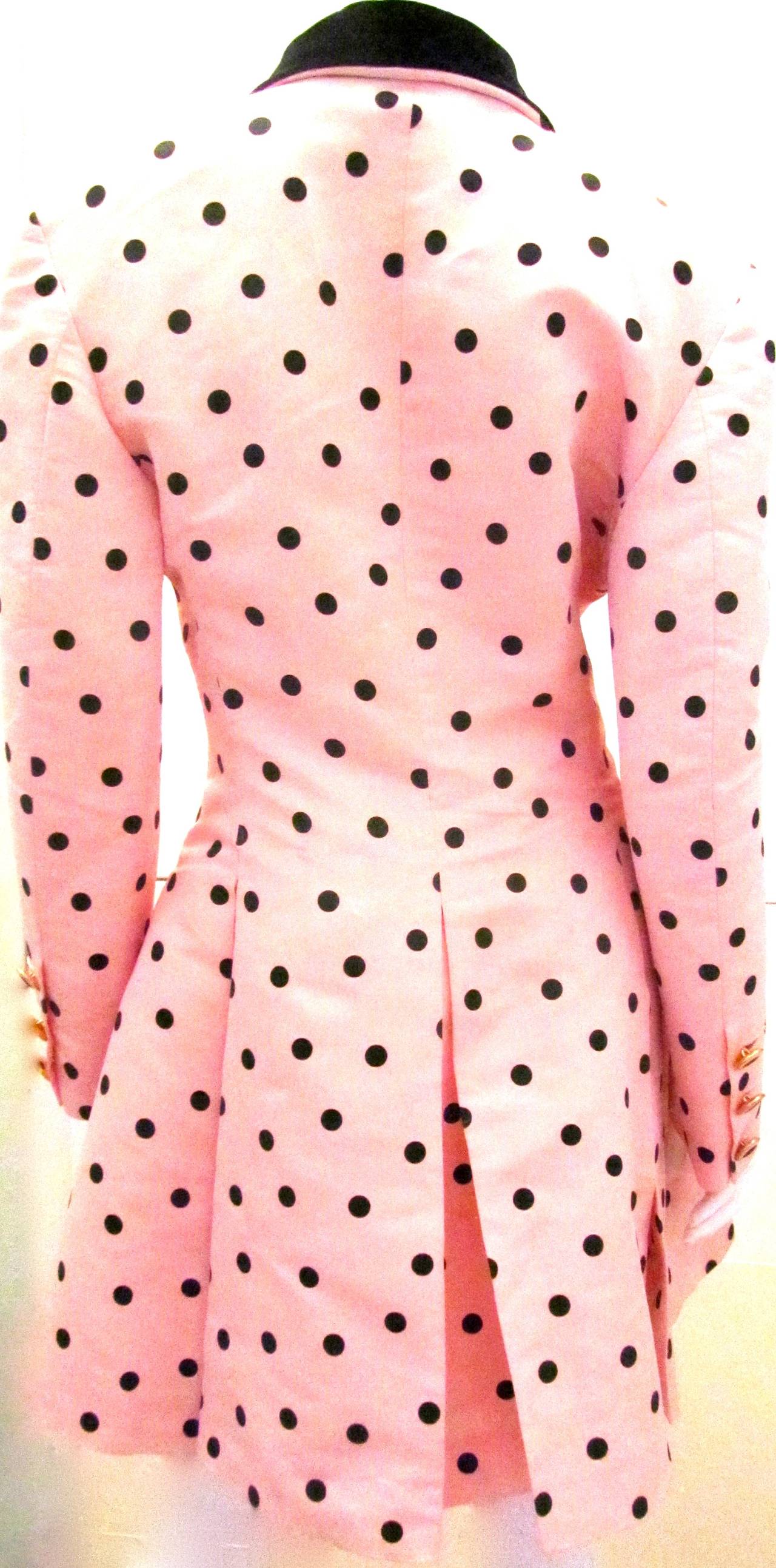 Orange Chanel Pink Blazer with Black Polka Dots - Size 38 For Sale