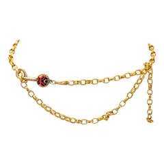 Vintage Chanel Gold Tone Belt / Necklace - Lock and Key - Rare 2