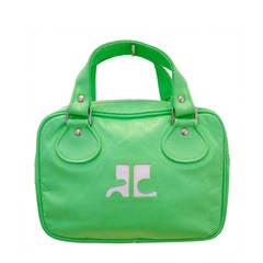 Vintage Courreges Green Small Tote Handbag / Purse - 1980's